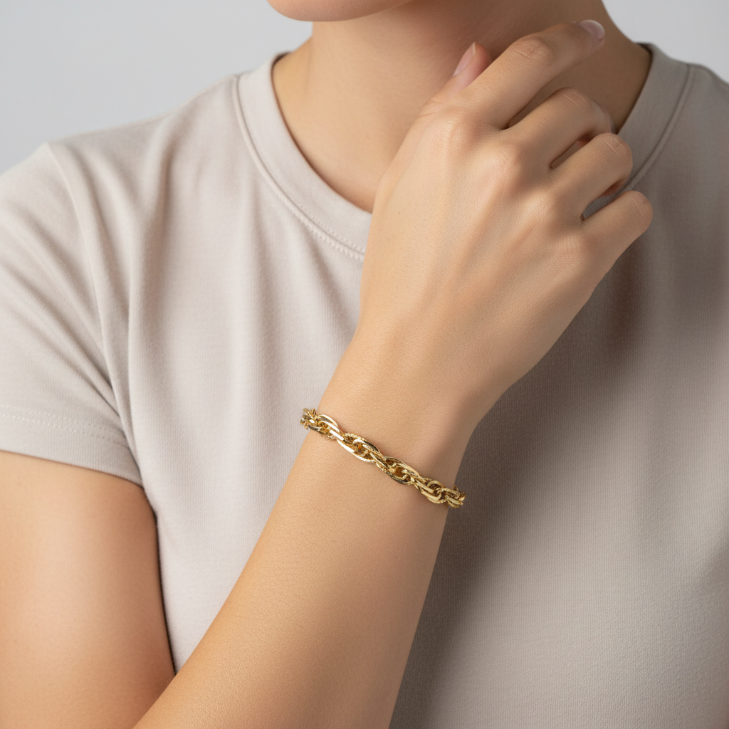 14K Yellow Gold 7.75" Fancy Hollow Rope Chain