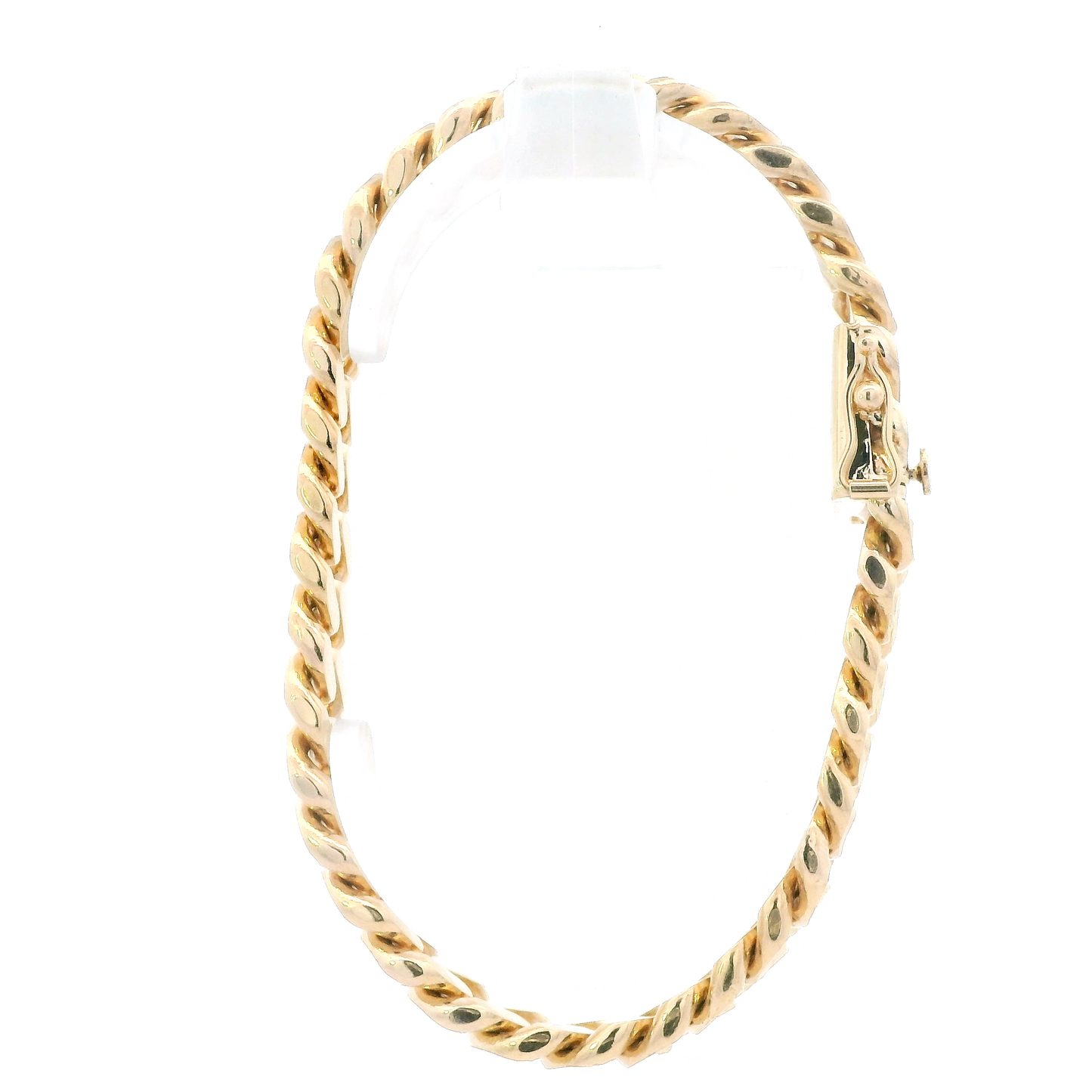 18K Yellow Gold 8" Diamond Cut Curb Bracelet