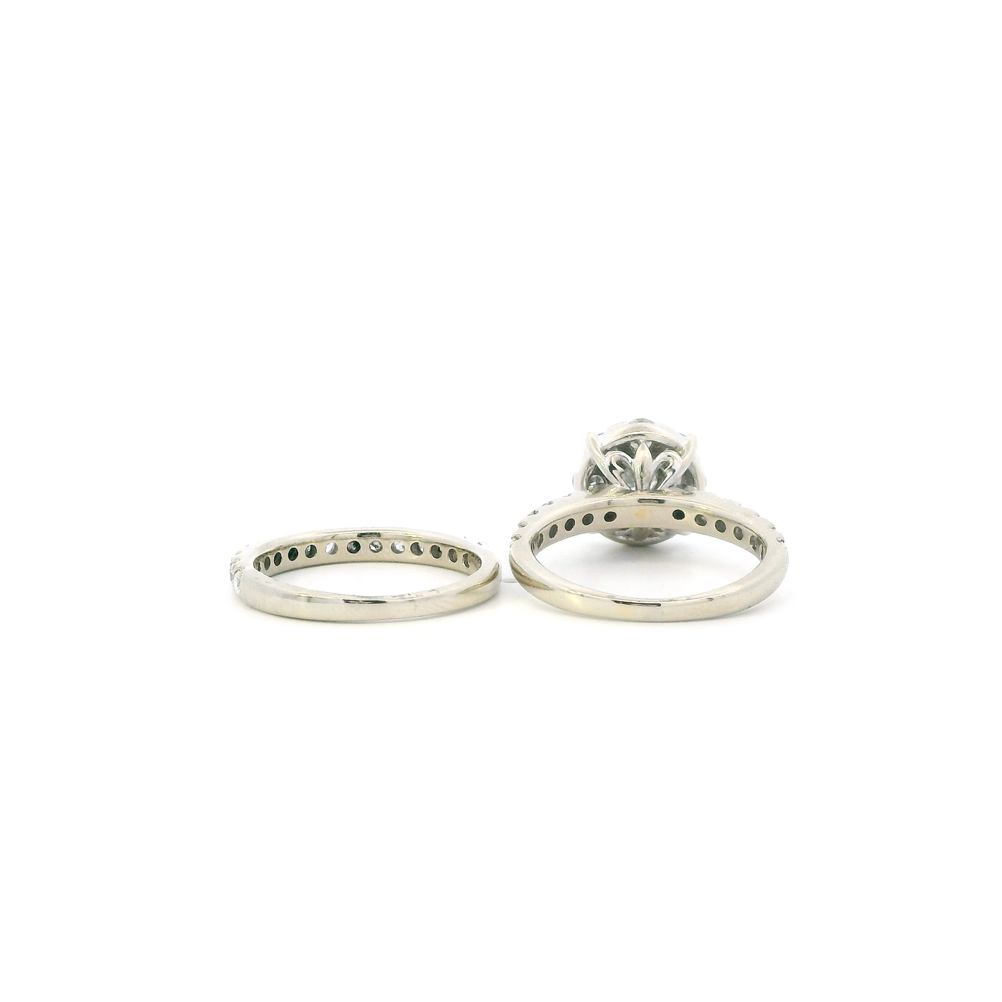 10K White Gold Diamond Womens Engagement & Wedding Ring Set - 1.66ct