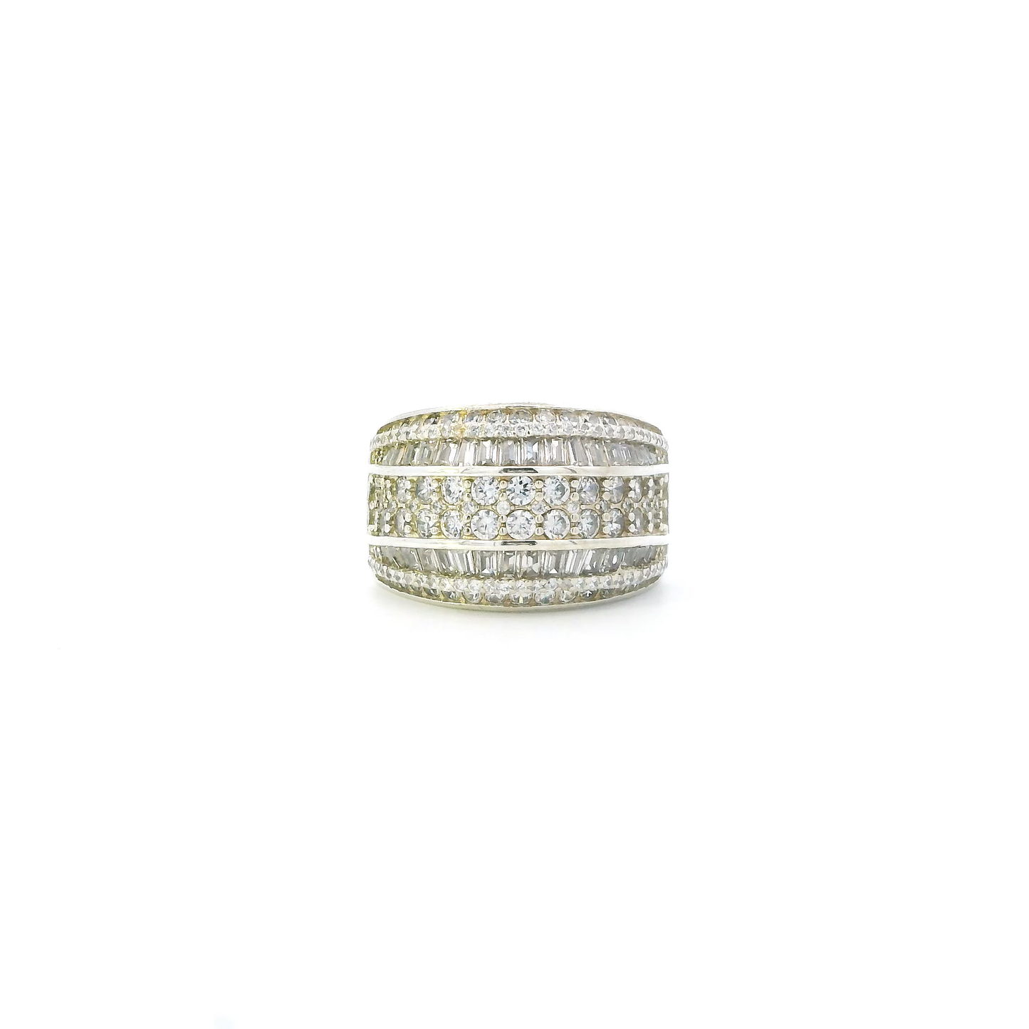 Silver Cz Wide Cluster Womens Ring