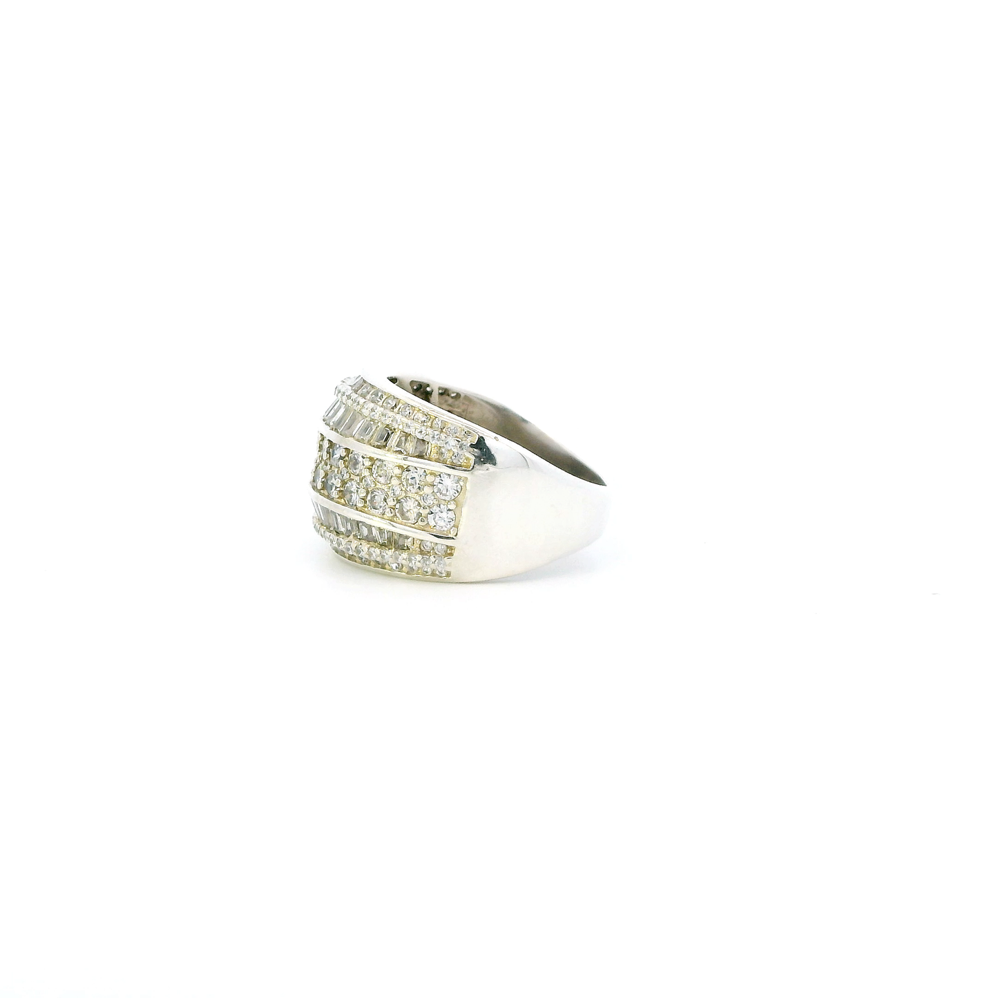 Silver Cz Wide Cluster Womens Ring
