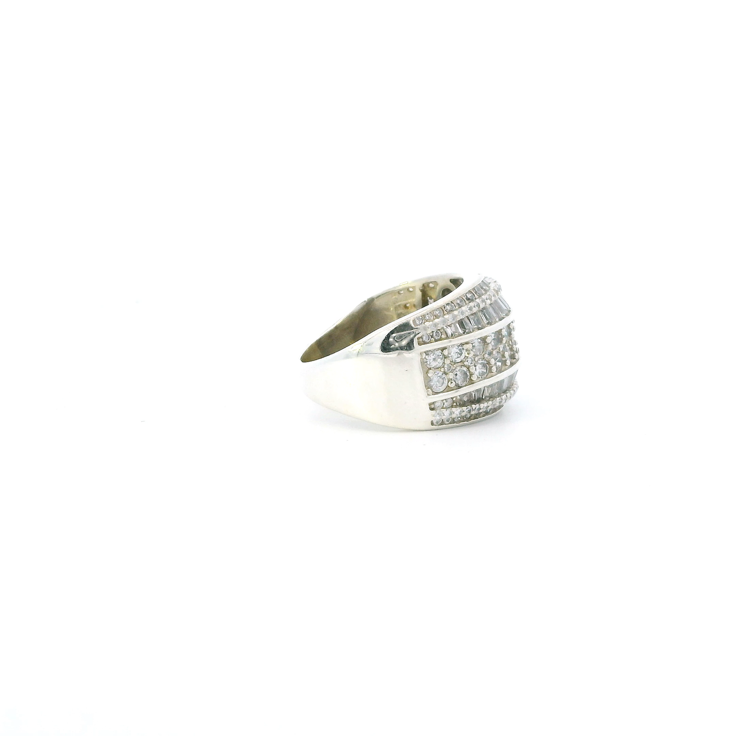 Silver Cz Wide Cluster Womens Ring