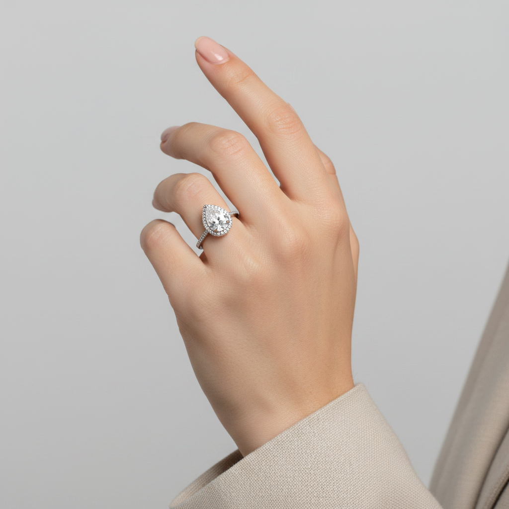 Pandora Silver Teardrop Womens Ring With Box