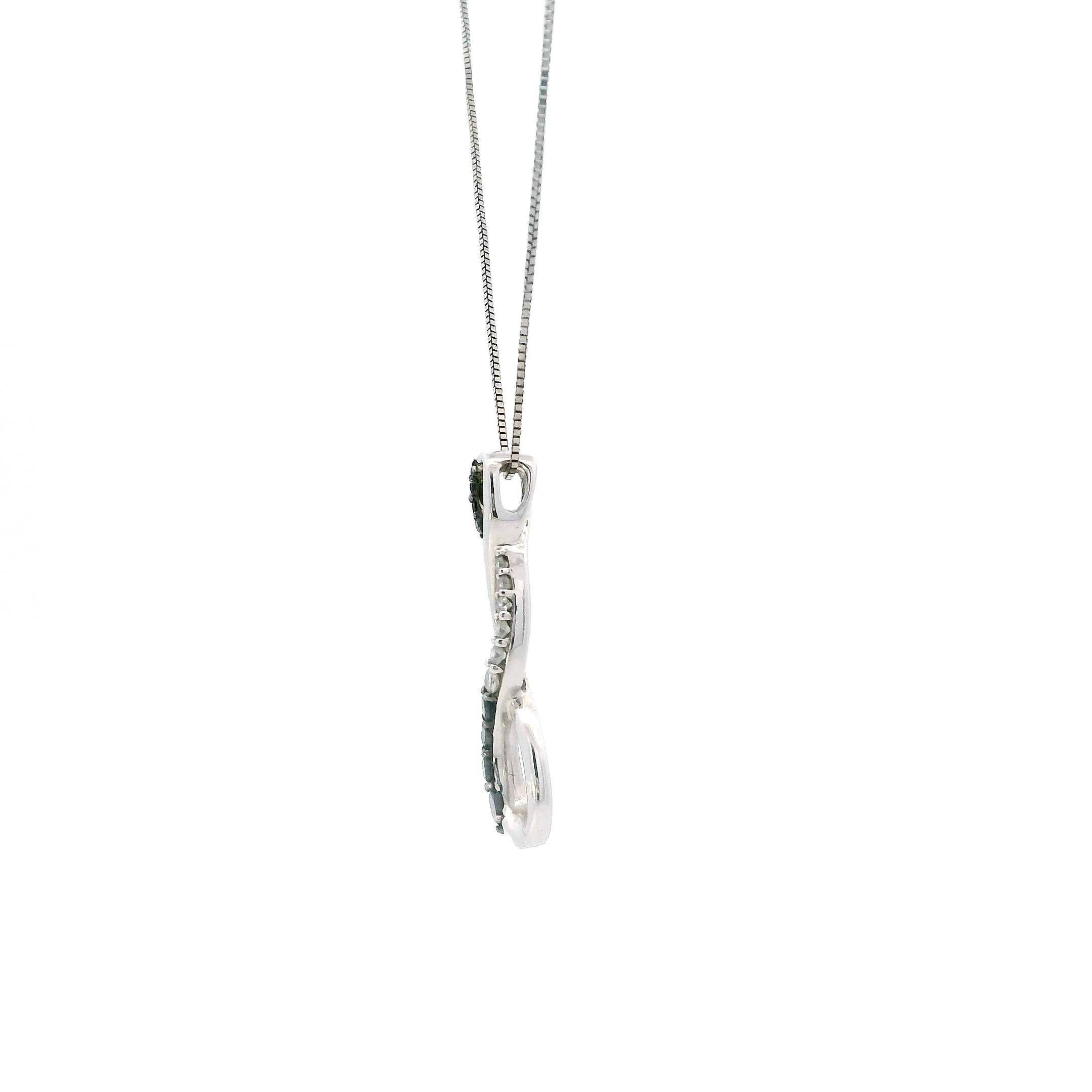 10K White Gold Diamond Infinity Pendant & 18