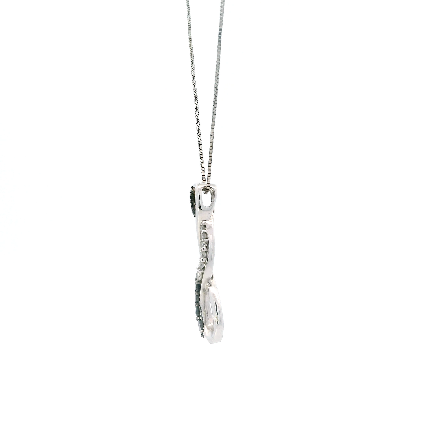 10K White Gold Diamond Infinity Pendant & 18" Box Chain - 0.10ct
