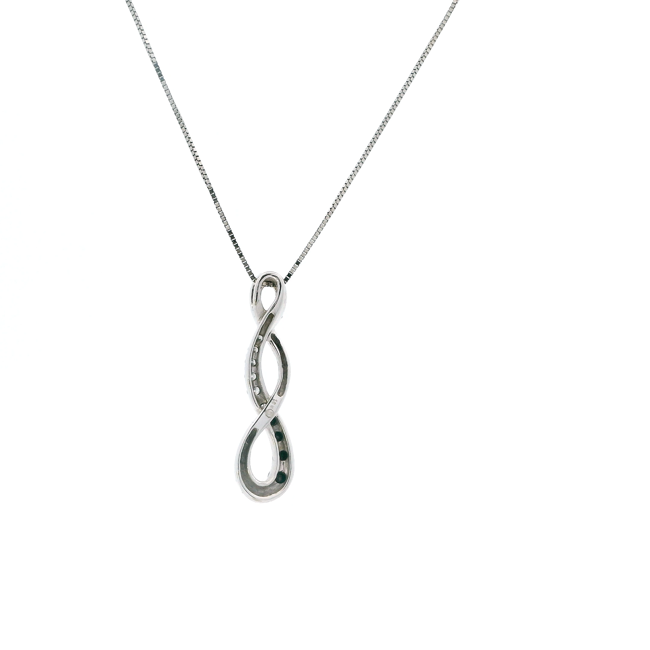 10K White Gold Diamond Infinity Pendant & 18