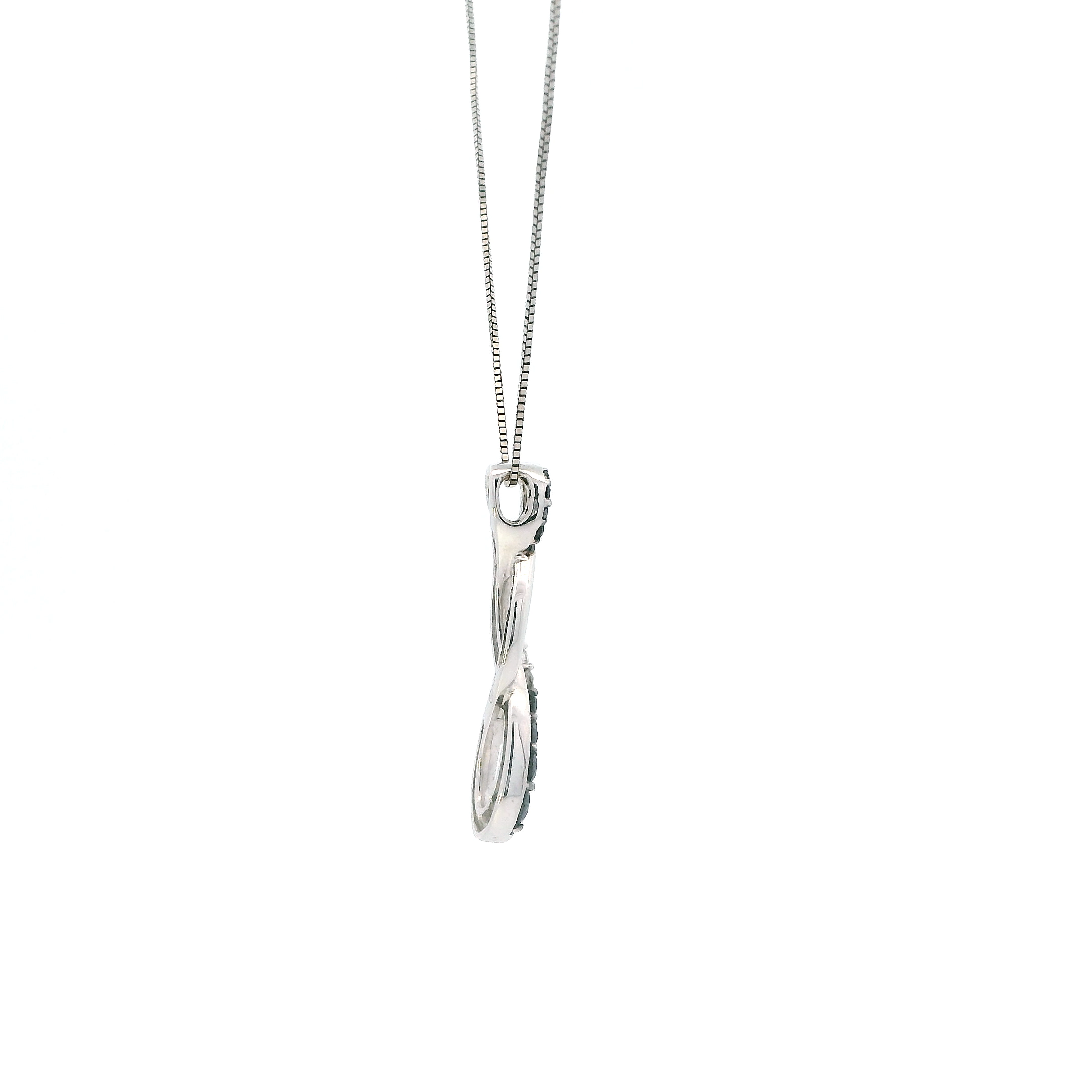 10K White Gold Diamond Infinity Pendant & 18