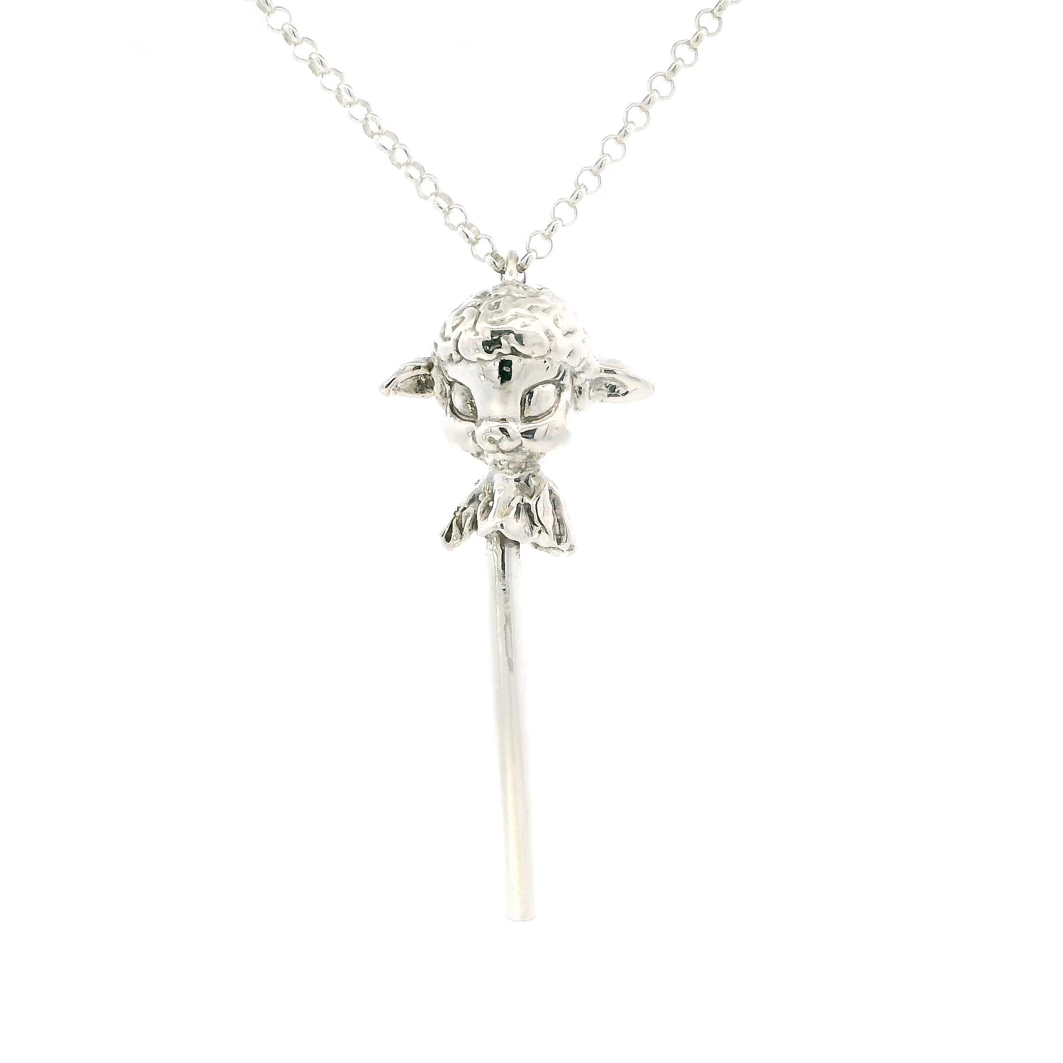 Silver Anomally Lamb Lollipop Pendant & 20