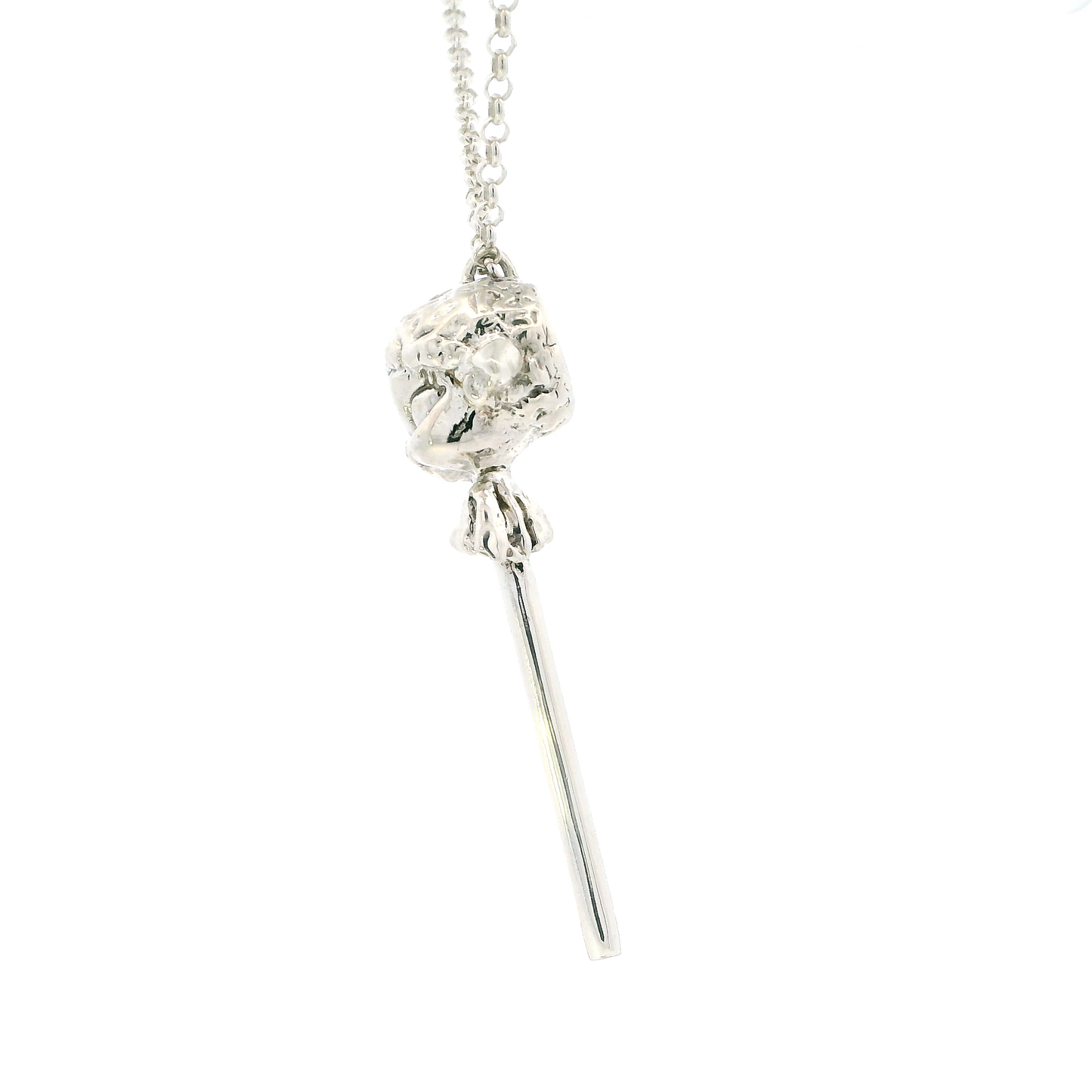 Silver Anomally Lamb Lollipop Pendant & 20" Rolo Link Chain