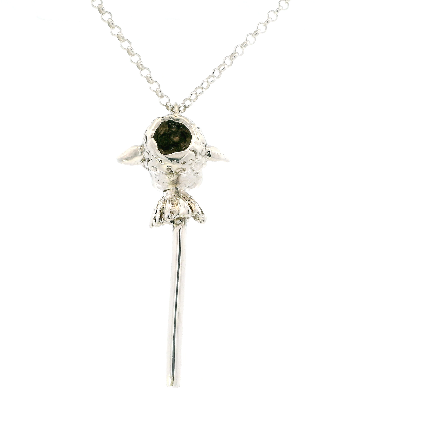 Silver Anomally Lamb Lollipop Pendant & 20" Rolo Link Chain