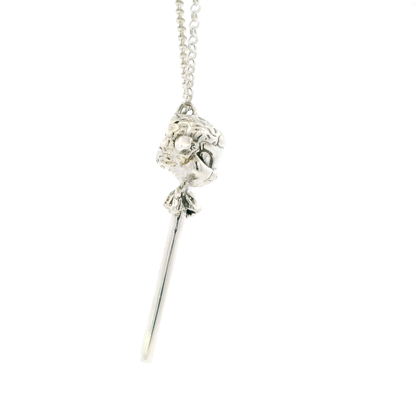 Silver Anomally Lamb Lollipop Pendant & 20" Rolo Link Chain