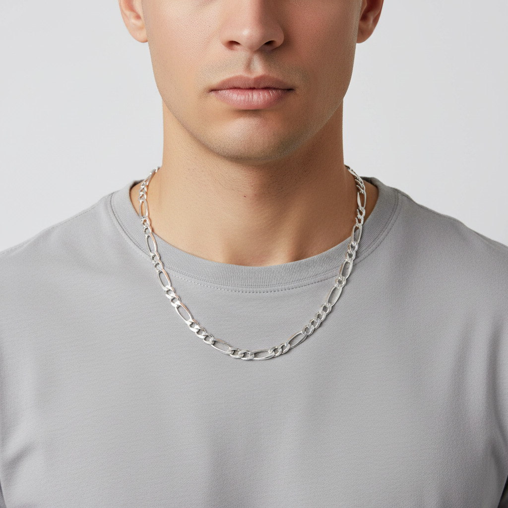 Silver 23" Figaro Chain