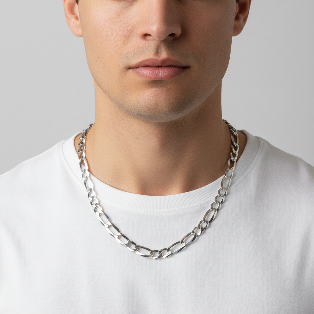 Silver 22" Figaro Chain