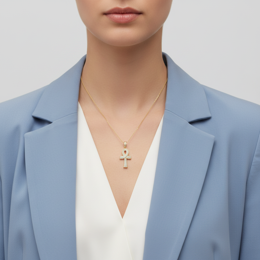 10K Yellow Gold Ankh Cross Pendant