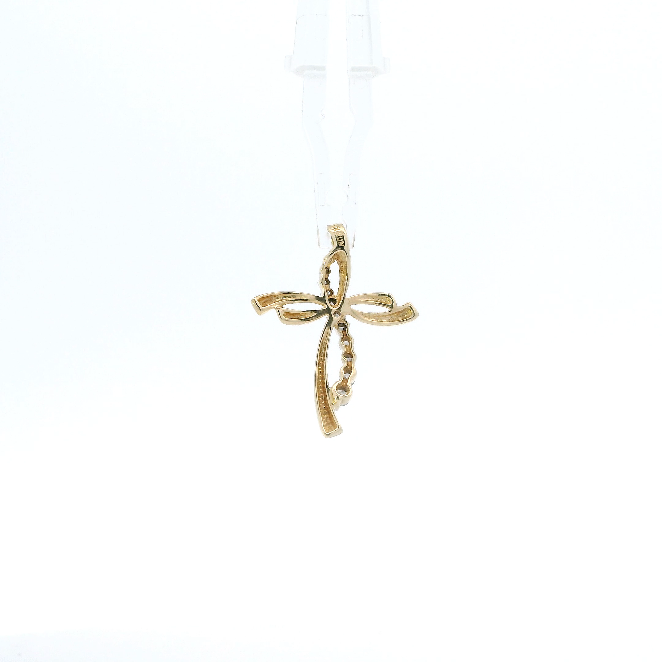 10K Yellow Gold Diamond Cross Pendant - 0.12ct