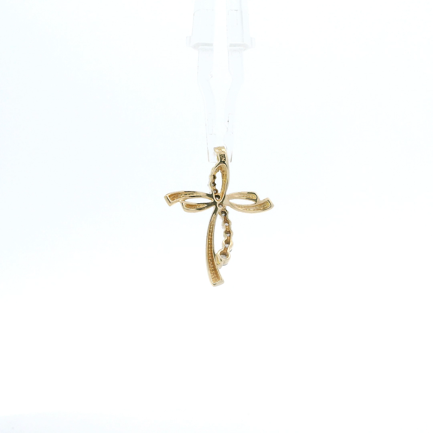 10K Yellow Gold Diamond Cross Pendant - 0.12ct