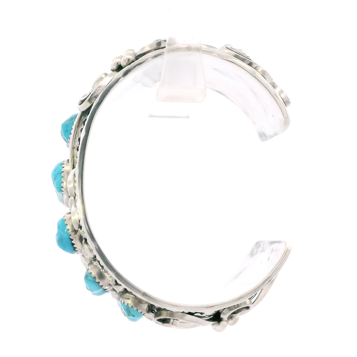Vintage Sterling Silver Signed Thomas Francisco Turquoise Cuff Bracelet