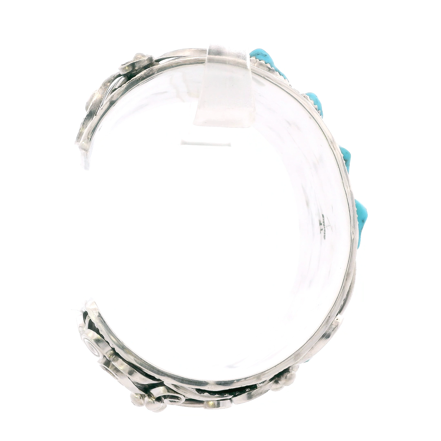 Vintage Sterling Silver Signed Thomas Francisco Turquoise Cuff Bracelet