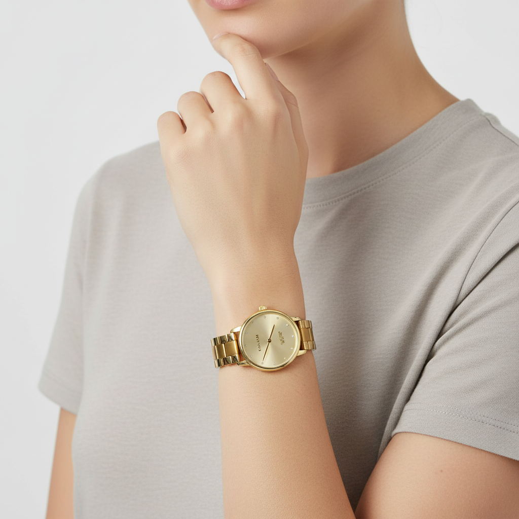 Coach Gold Tone Womens Wristwatch
