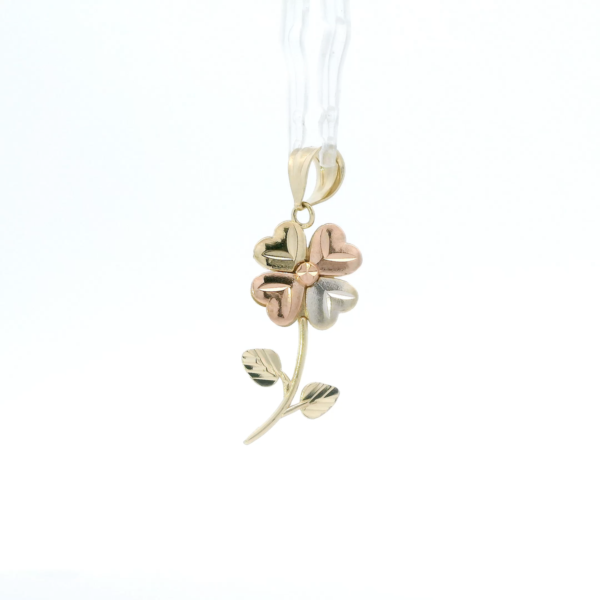 14K Tri Color Gold Flower Pendant