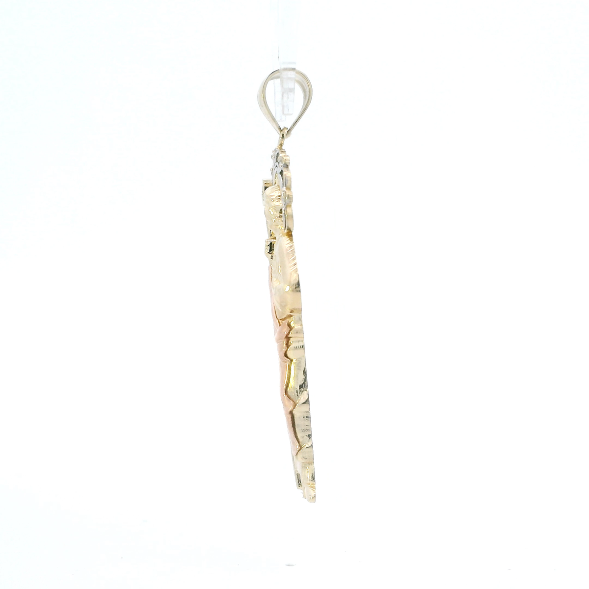 14K Tri Color Gold Cz Religious Figure Pendant