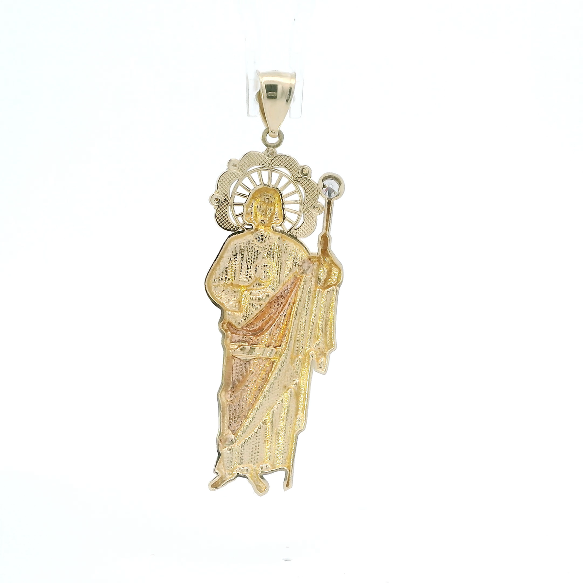 14K Tri Color Gold Cz Religious Figure Pendant