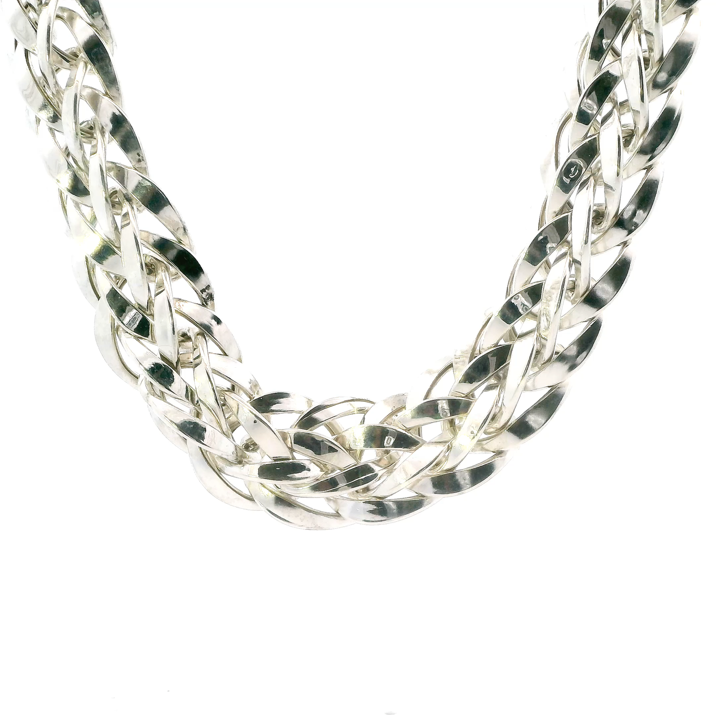 Silver 17" Bold Wheat Woven Chain