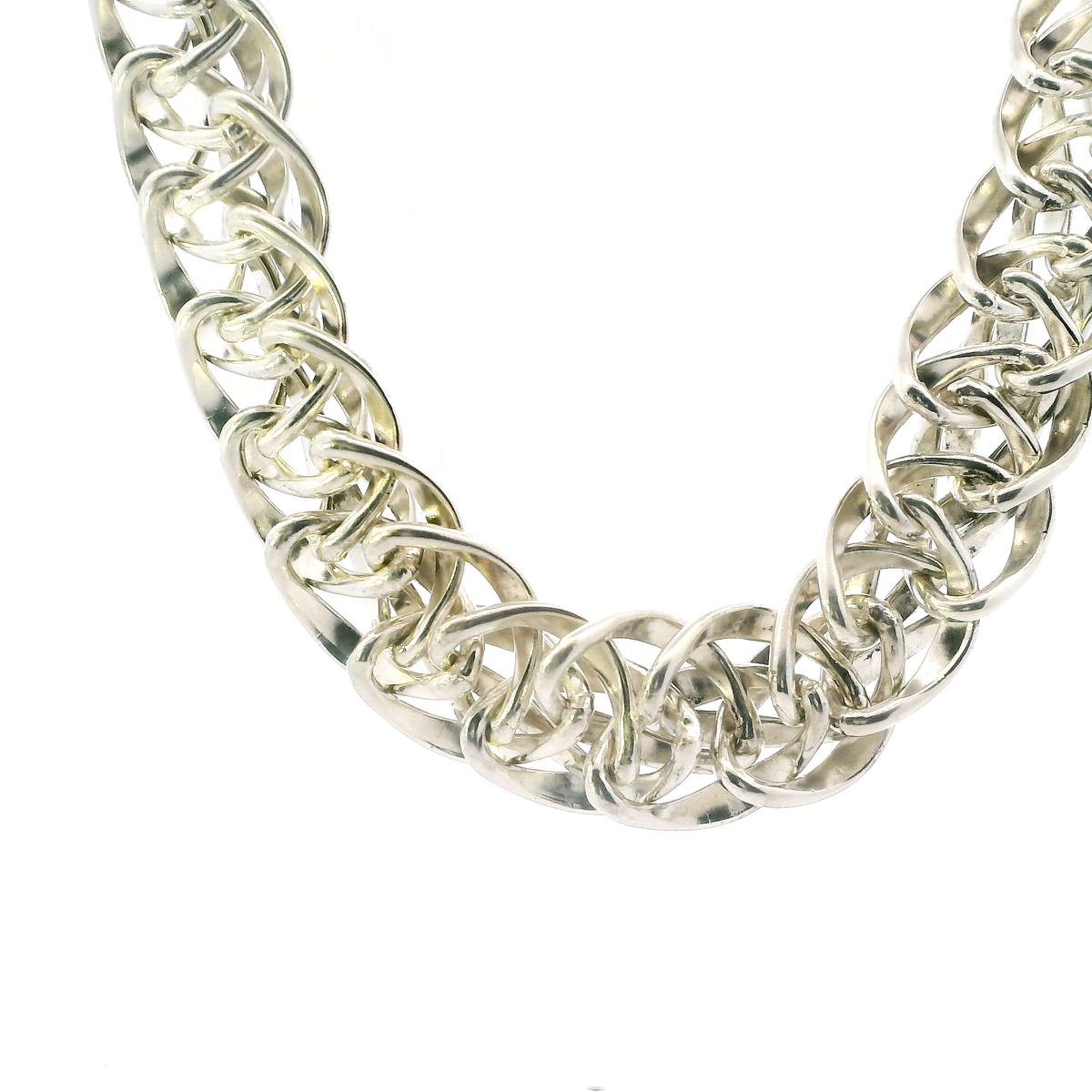 Silver 17" Bold Wheat Woven Chain
