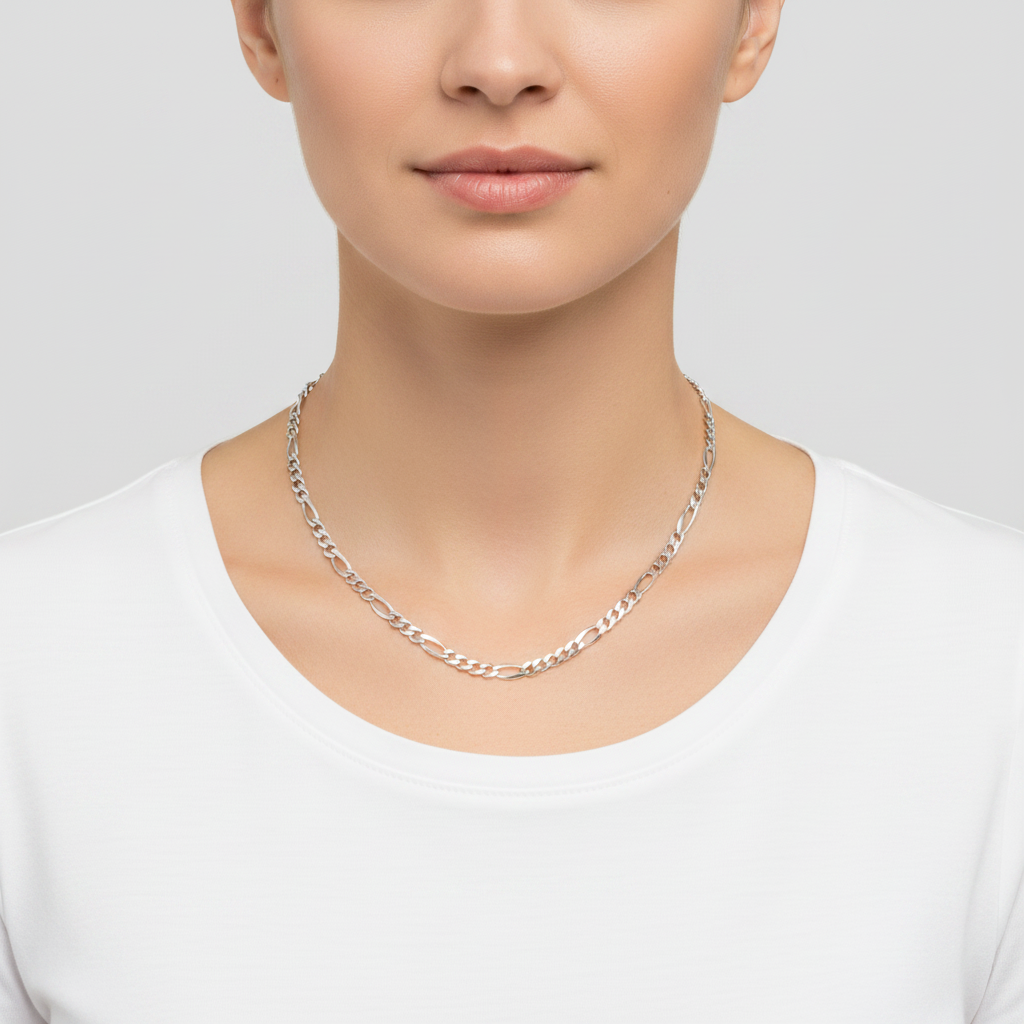 Silver 19" Figaro Chain