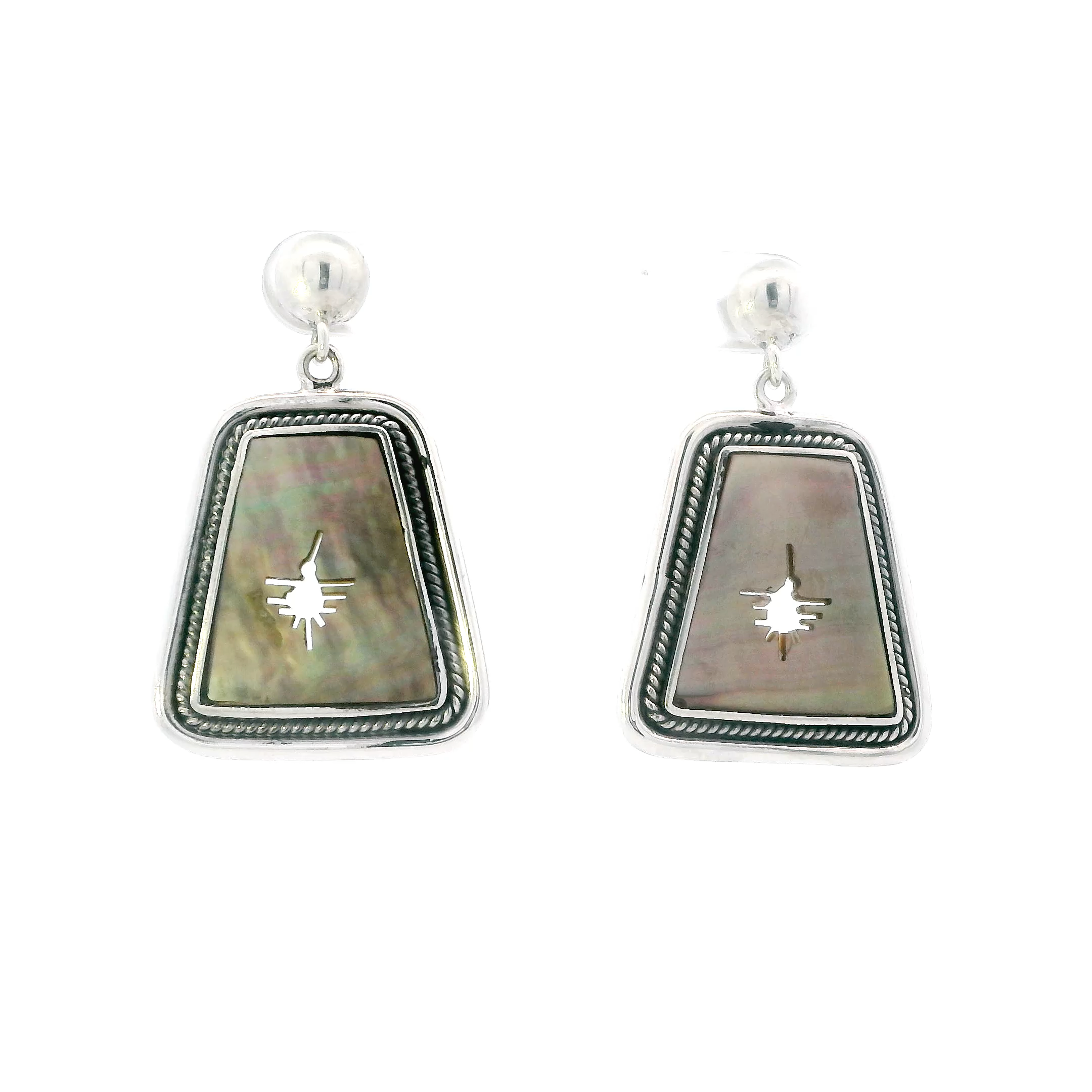 Vintage Silver Trapezoidal Design  Dangle Earrings