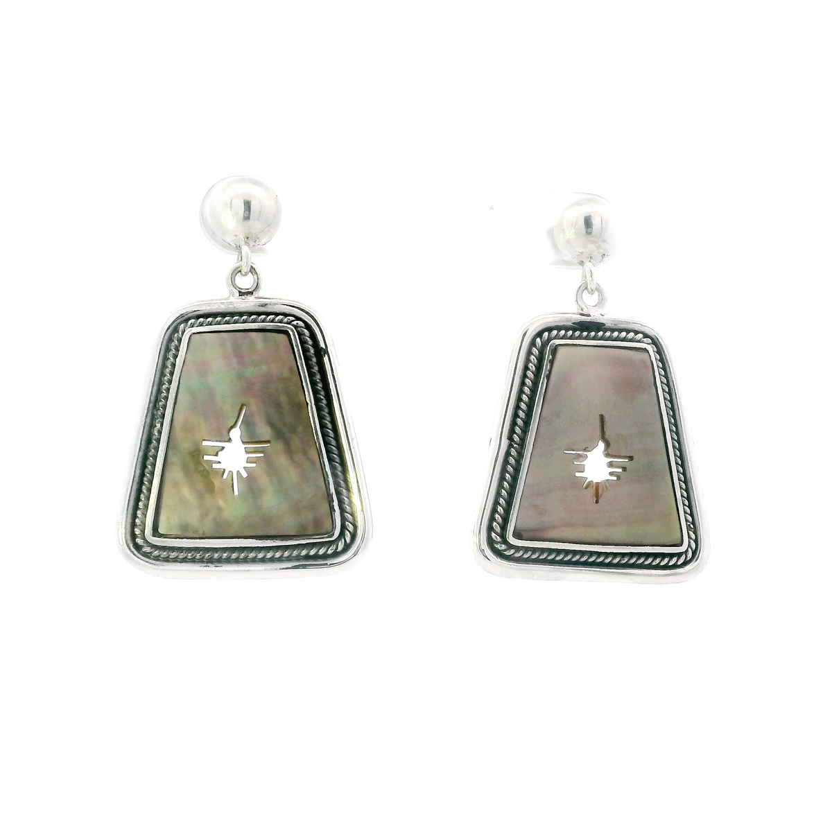 Vintage Silver Trapezoidal Design  Dangle Earrings