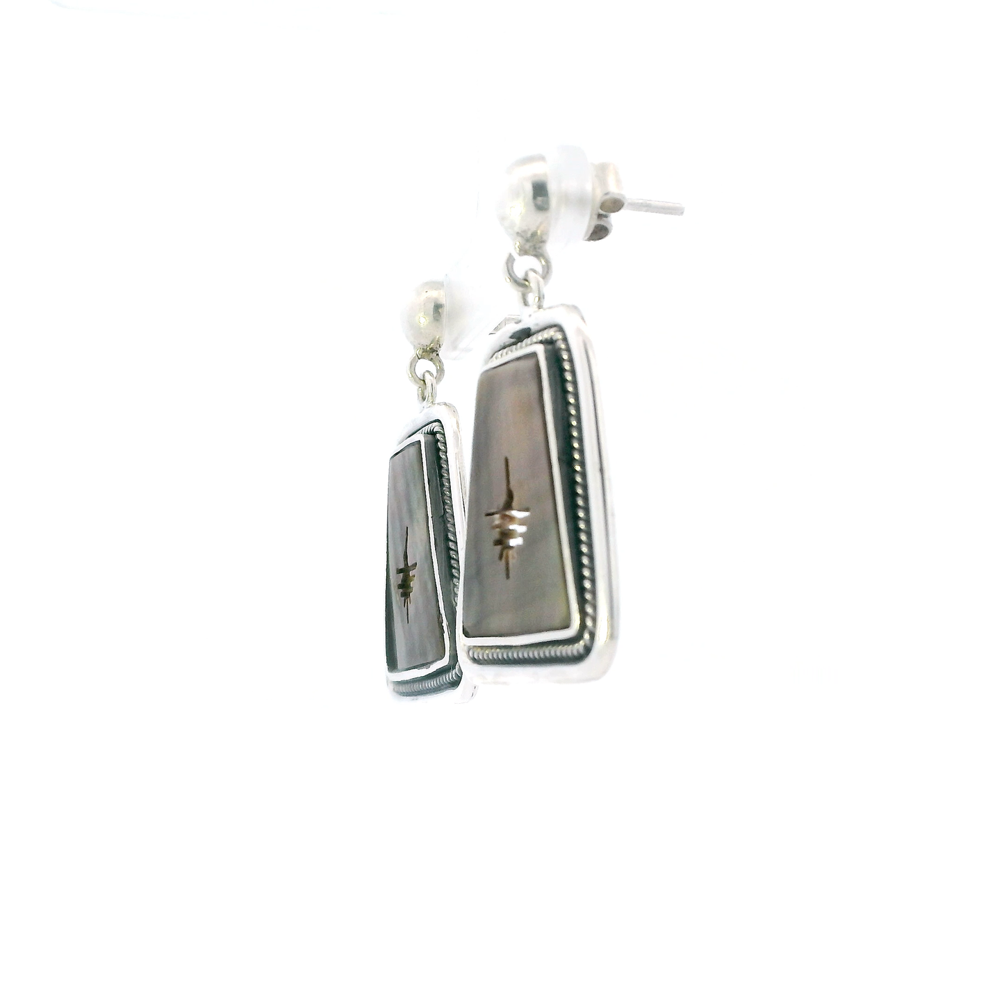 Vintage Silver Trapezoidal Design  Dangle Earrings