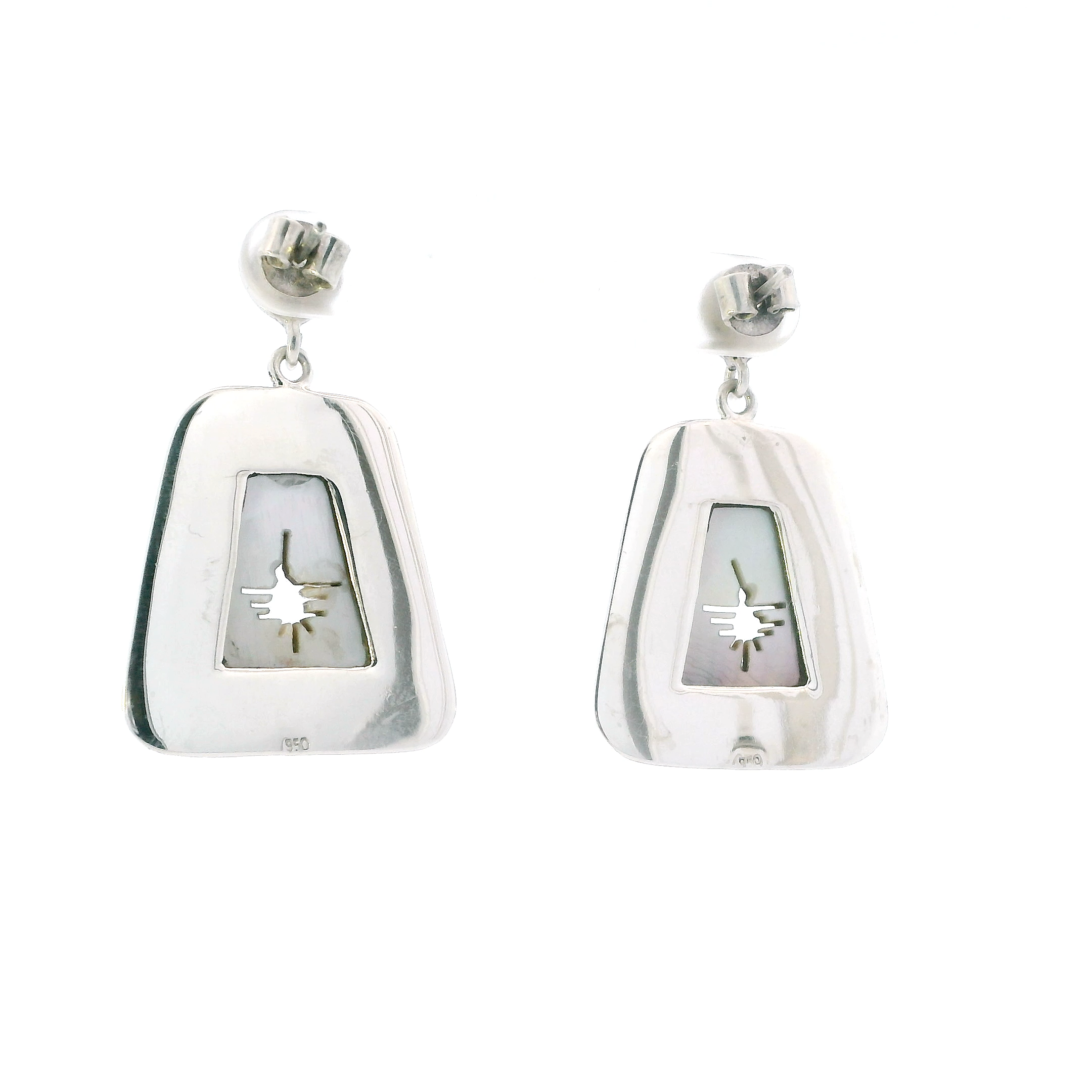 Vintage Silver Trapezoidal Design  Dangle Earrings