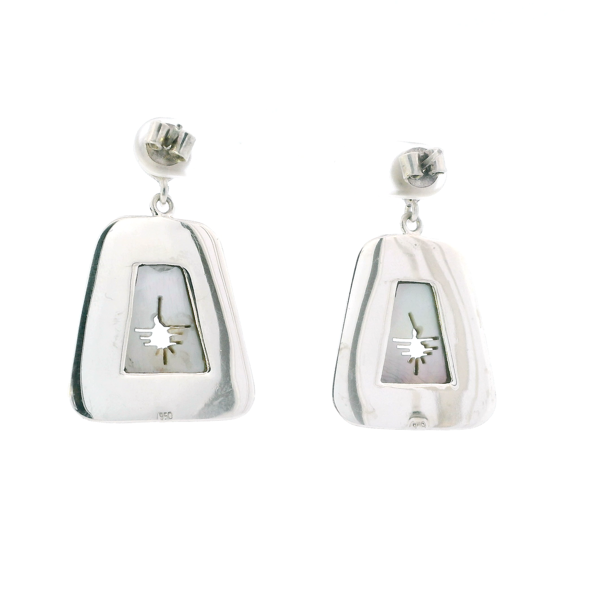 Vintage Silver Trapezoidal Design  Dangle Earrings