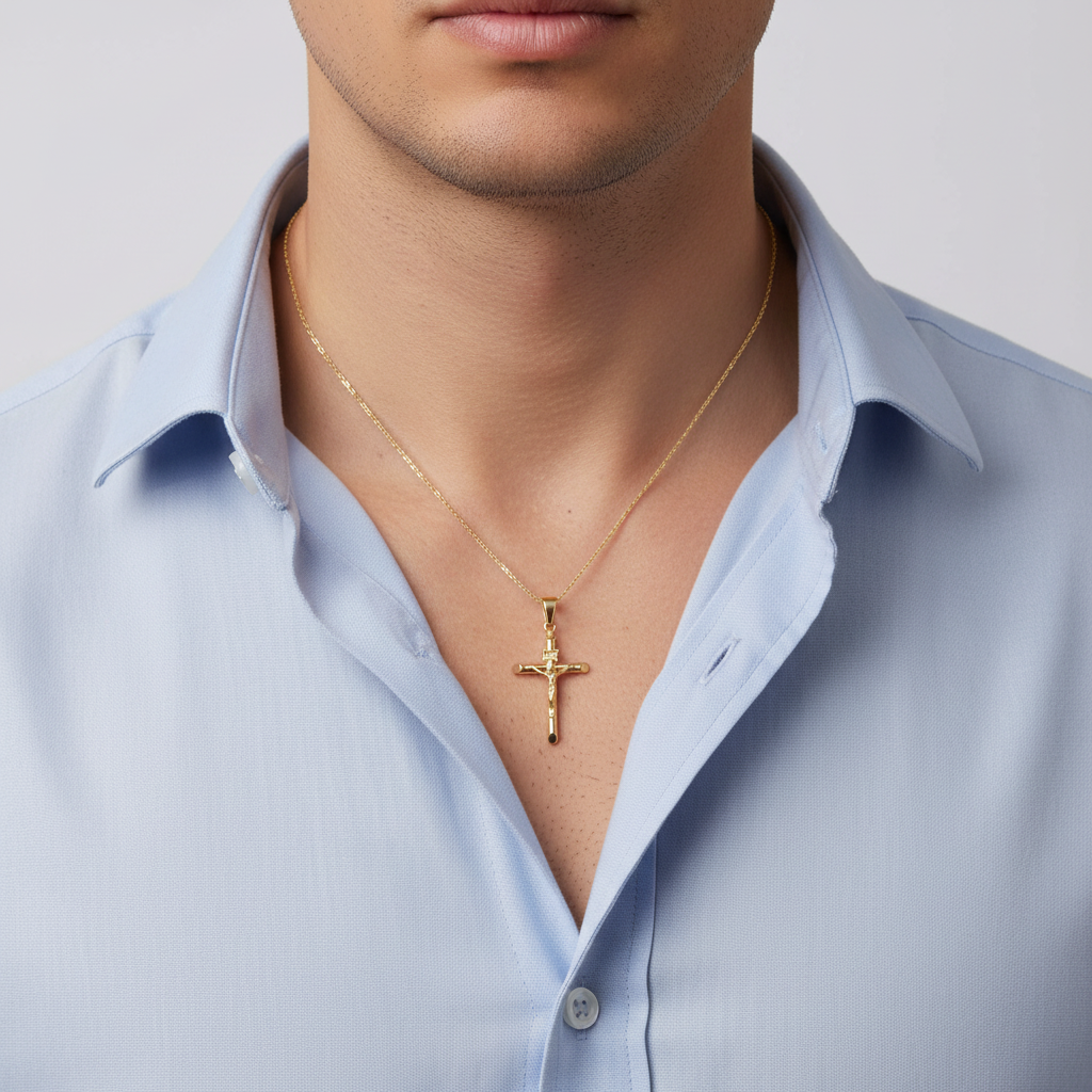 14K Yellow Gold Crucifix Pendant