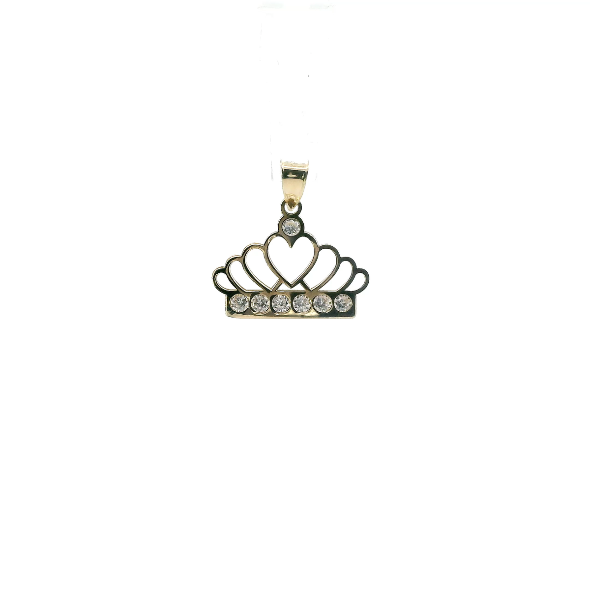 10K Yellow Gold Cz Crown Pendant