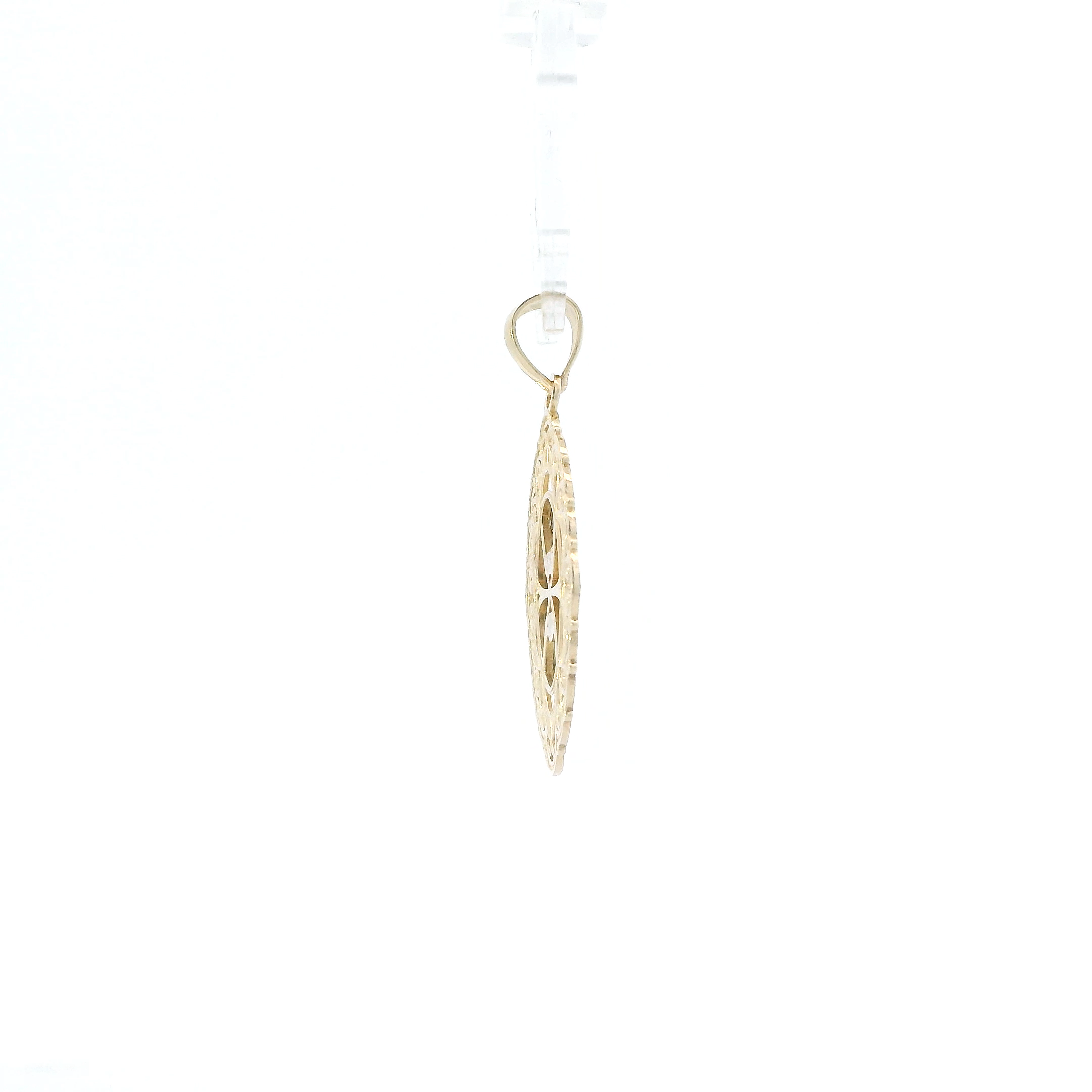 14K Tri Color Gold Filigree Oval Religious Pendant