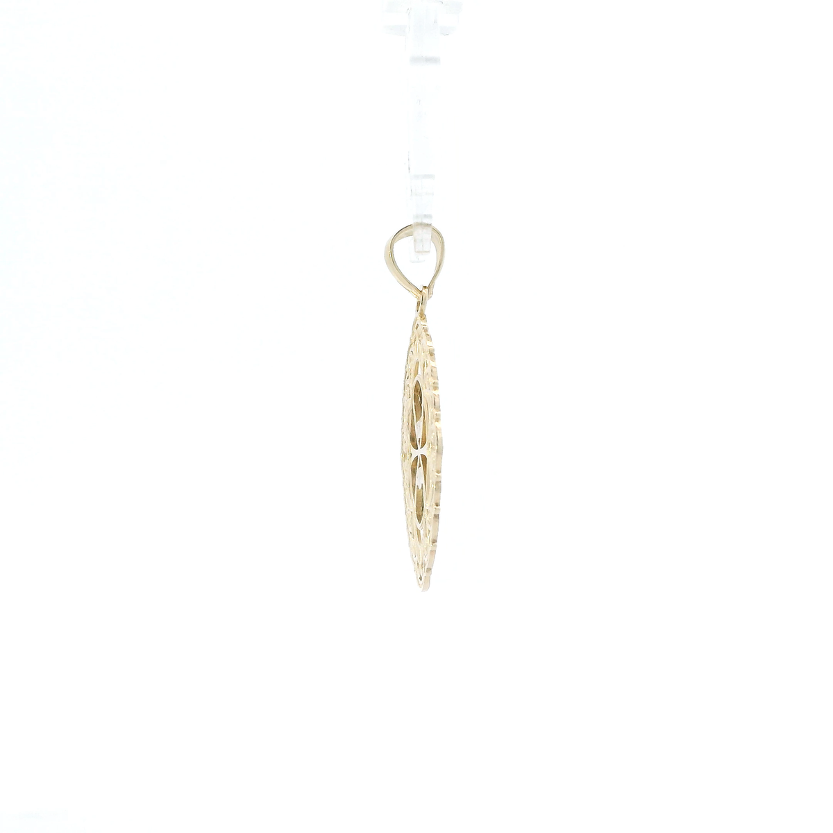 14K Tri Color Gold Filigree Oval Religious Pendant