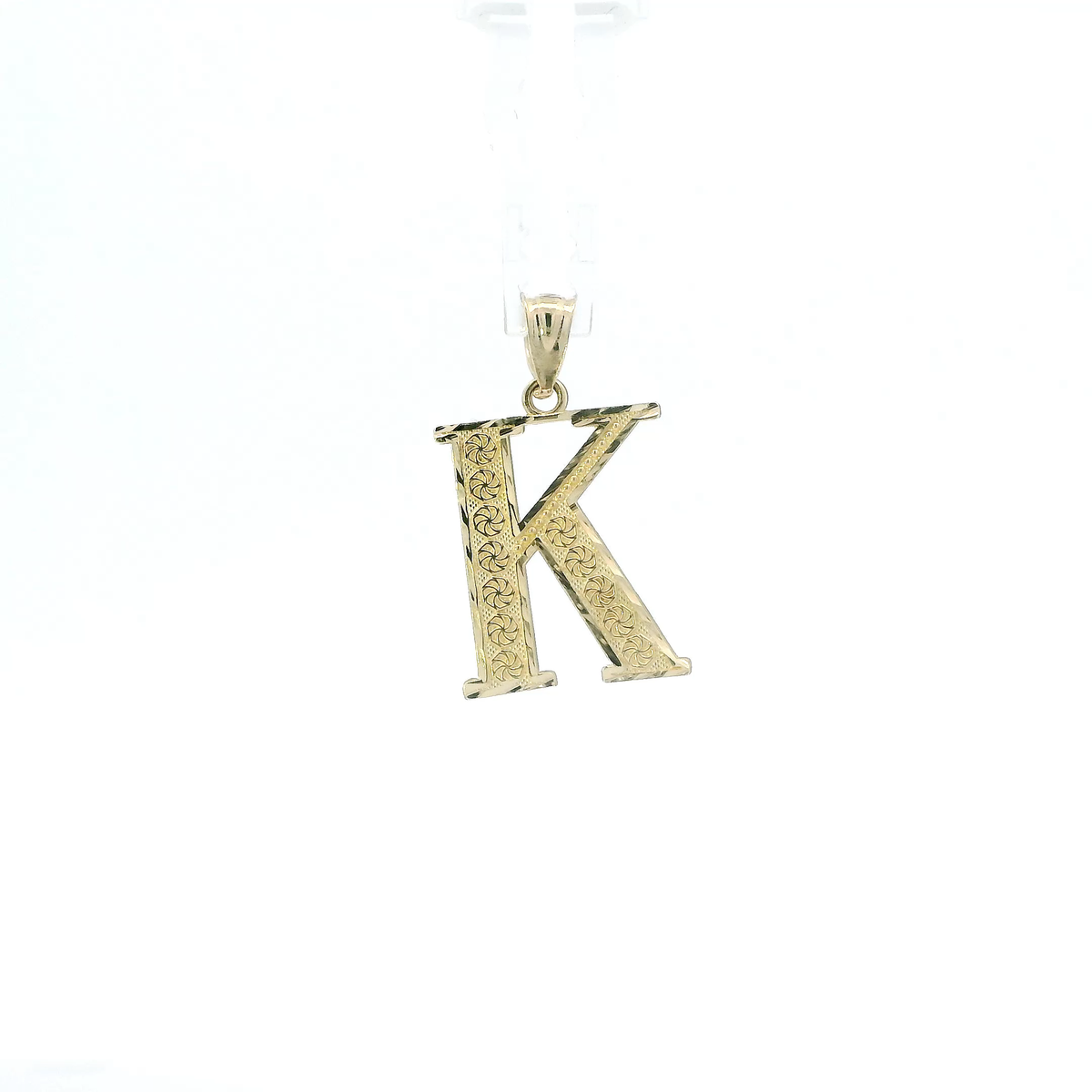 10K Yellow Gold Diamond Cut Letter "K" Pendant