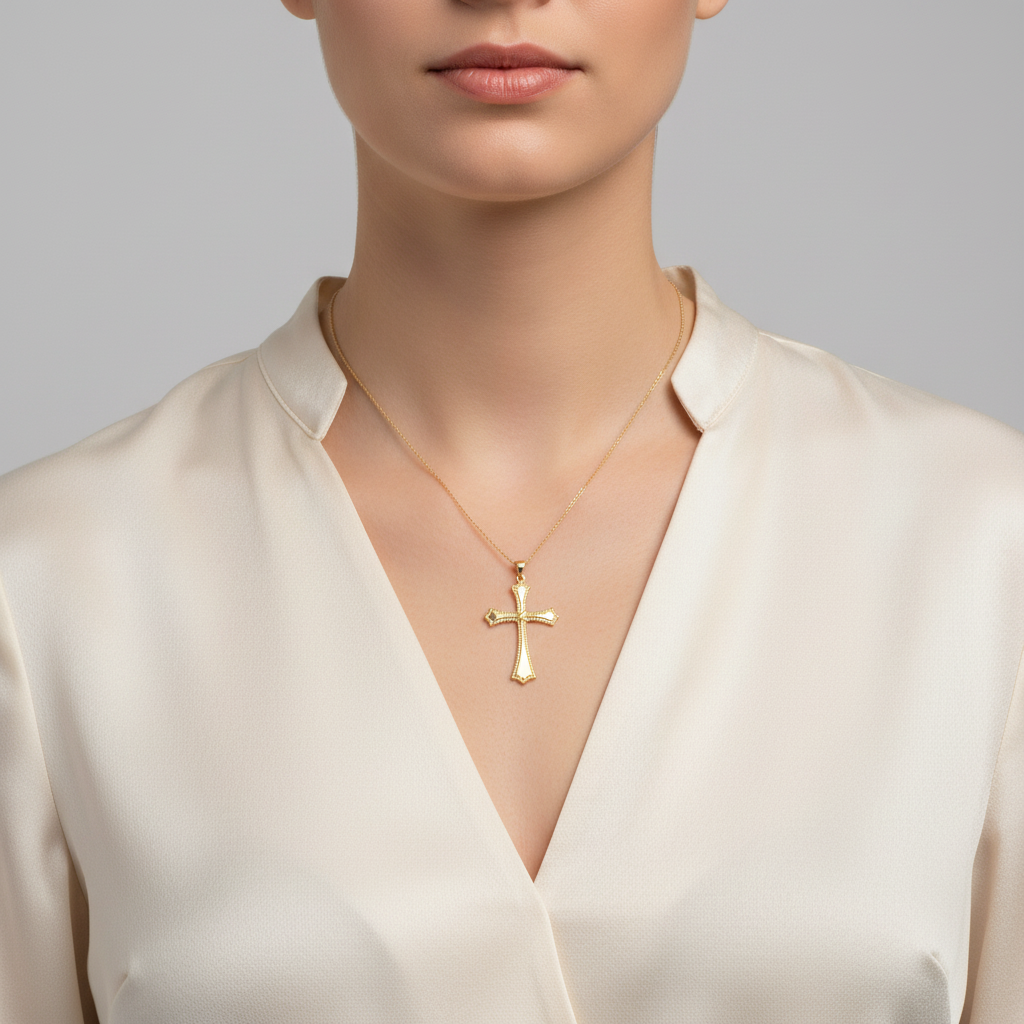 18K Yellow Gold Cross Pendant