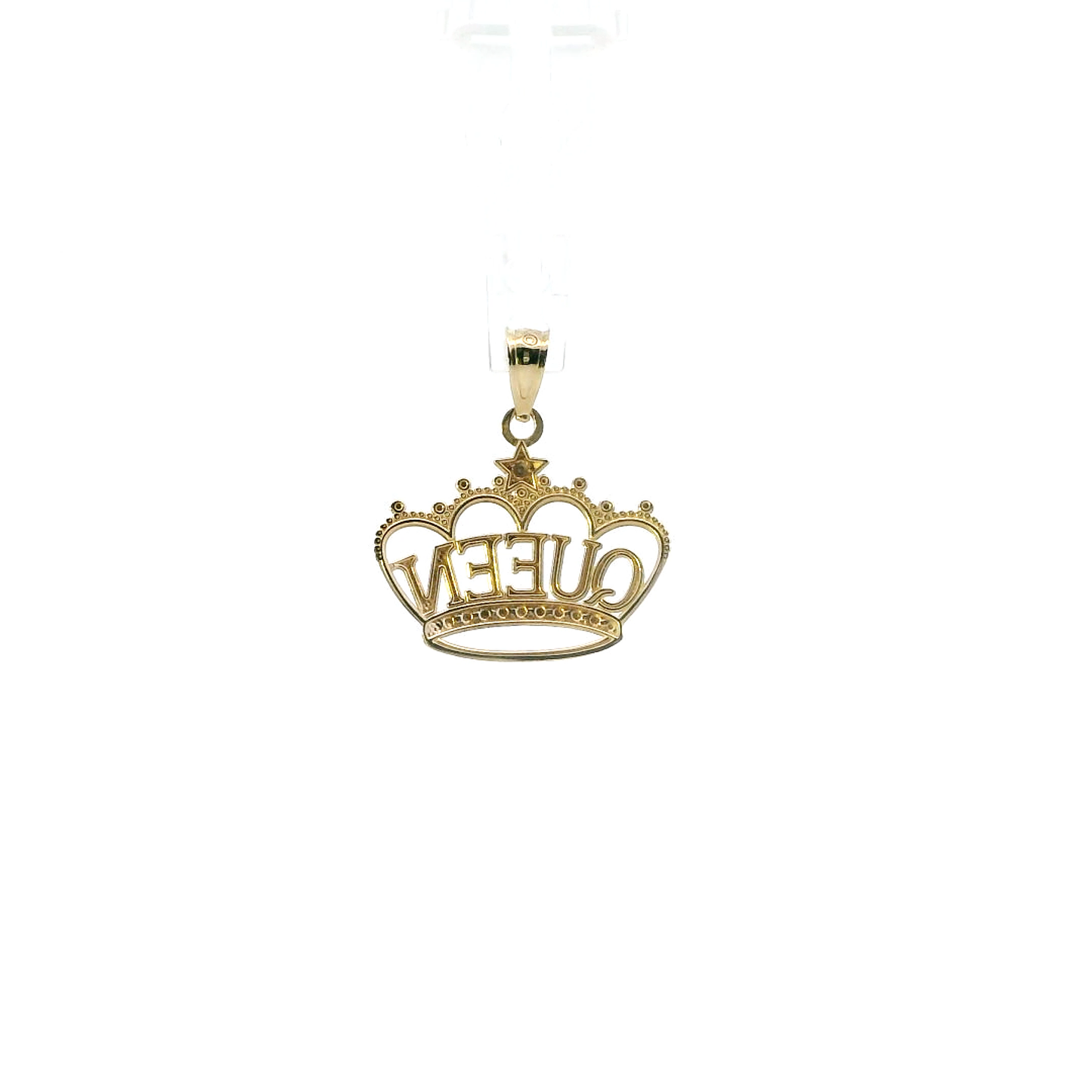 10K Yellow & White Gold "Queen" Crown Pendant