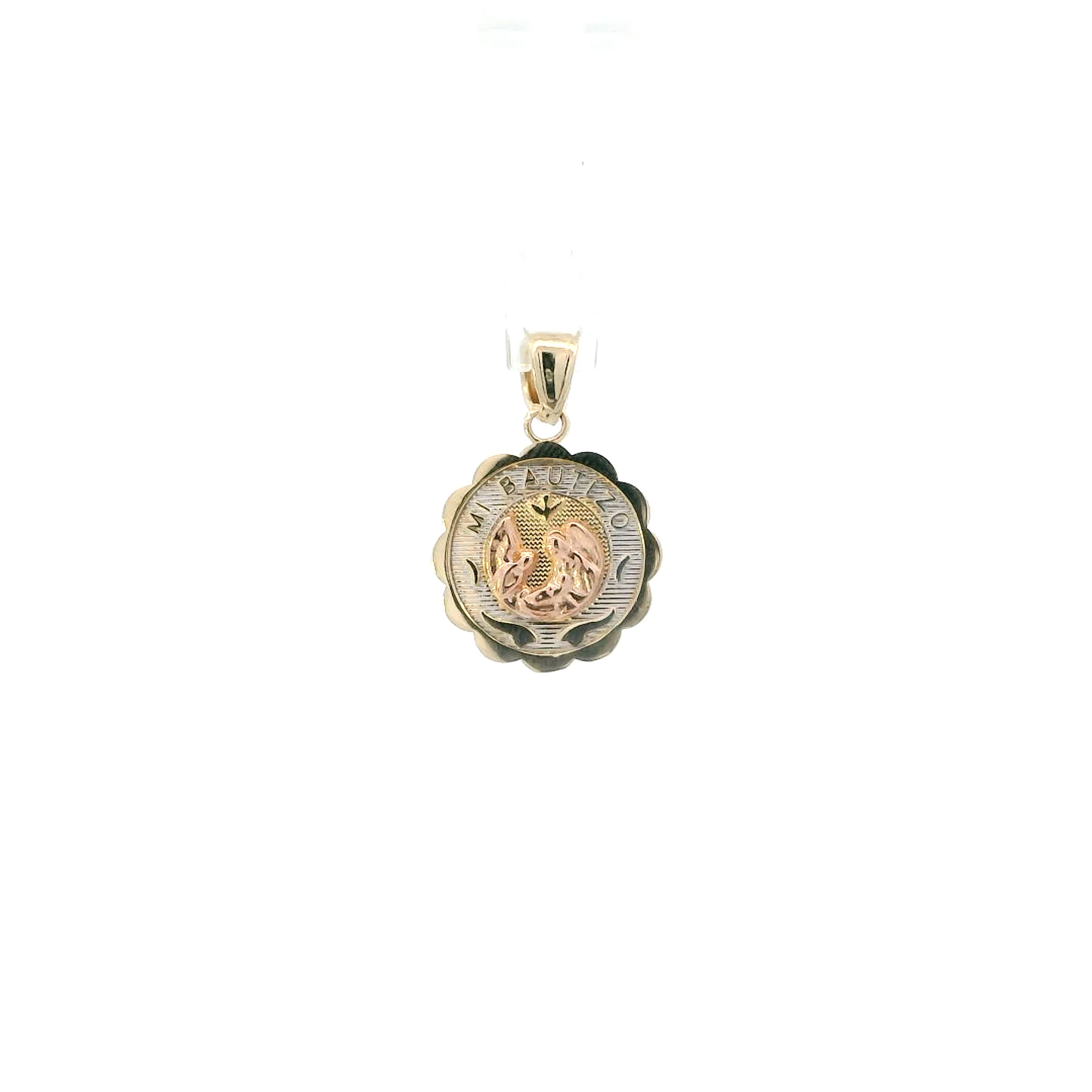 14K Tri Color Gold "Mi Bautizo" Pendant