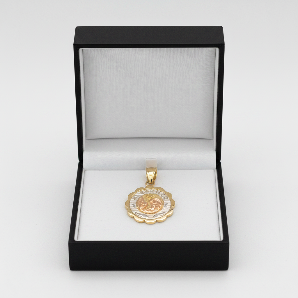 14K Tri Color Gold "Mi Bautizo" Pendant