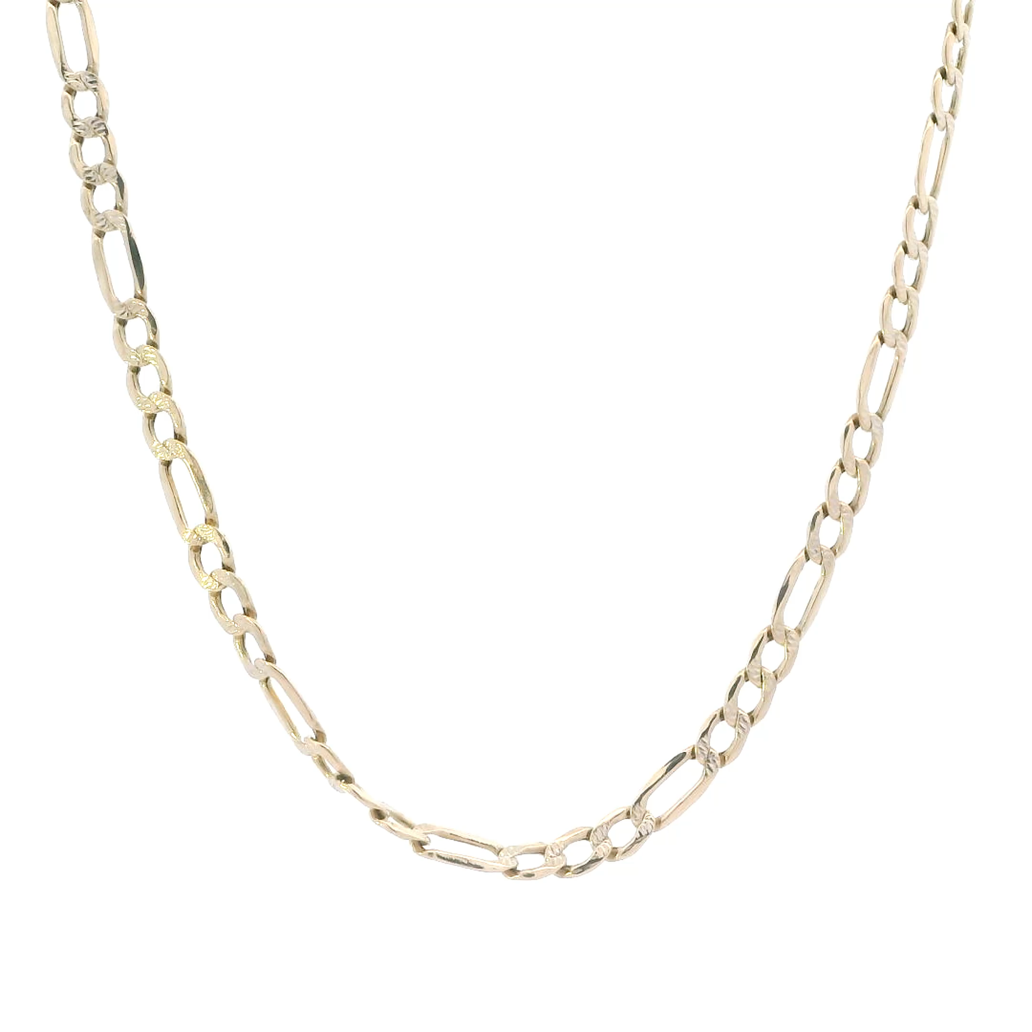 10K Yellow Gold 26" Diamond Cut Hollow Figaro Chain