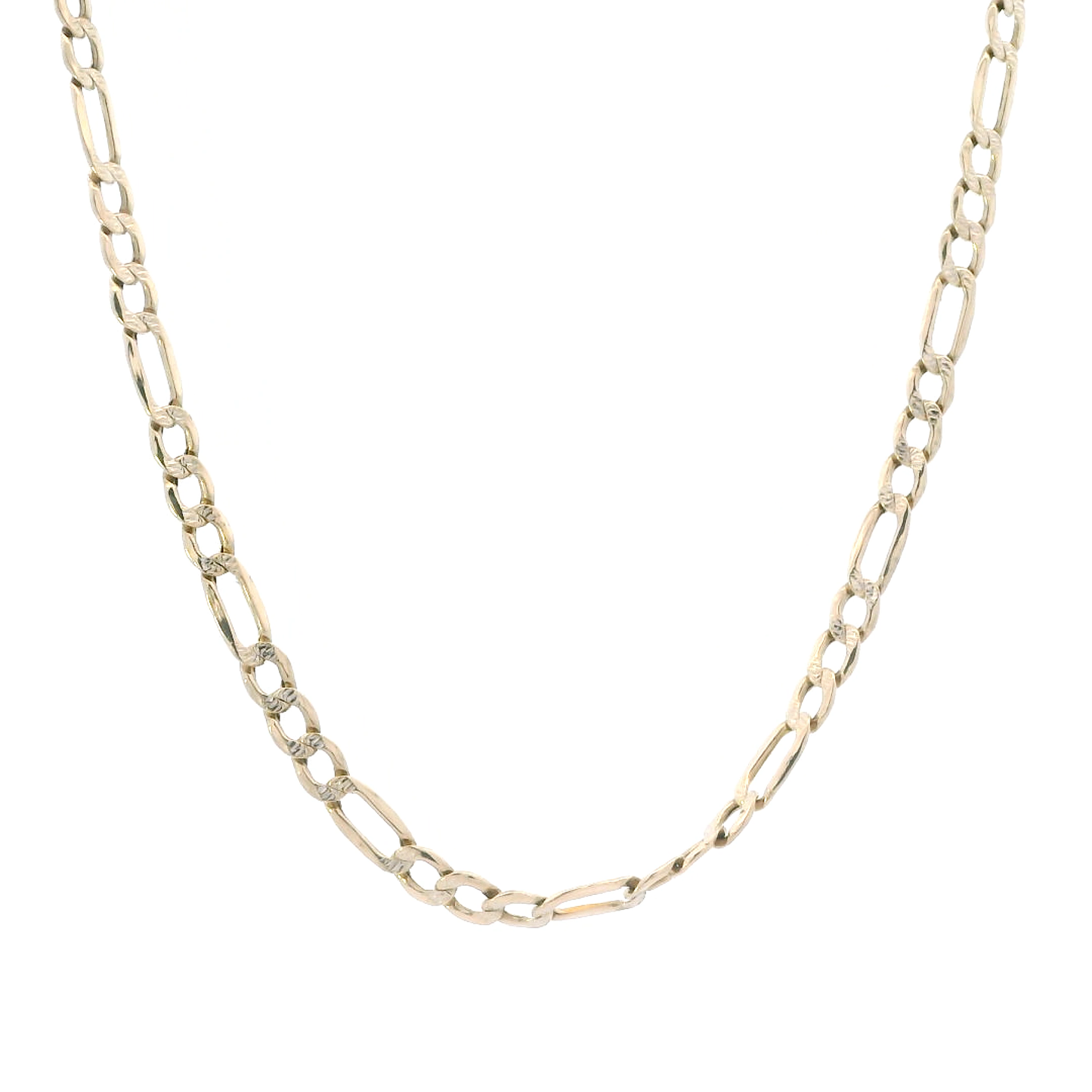 10K Yellow Gold 26" Diamond Cut Hollow Figaro Chain