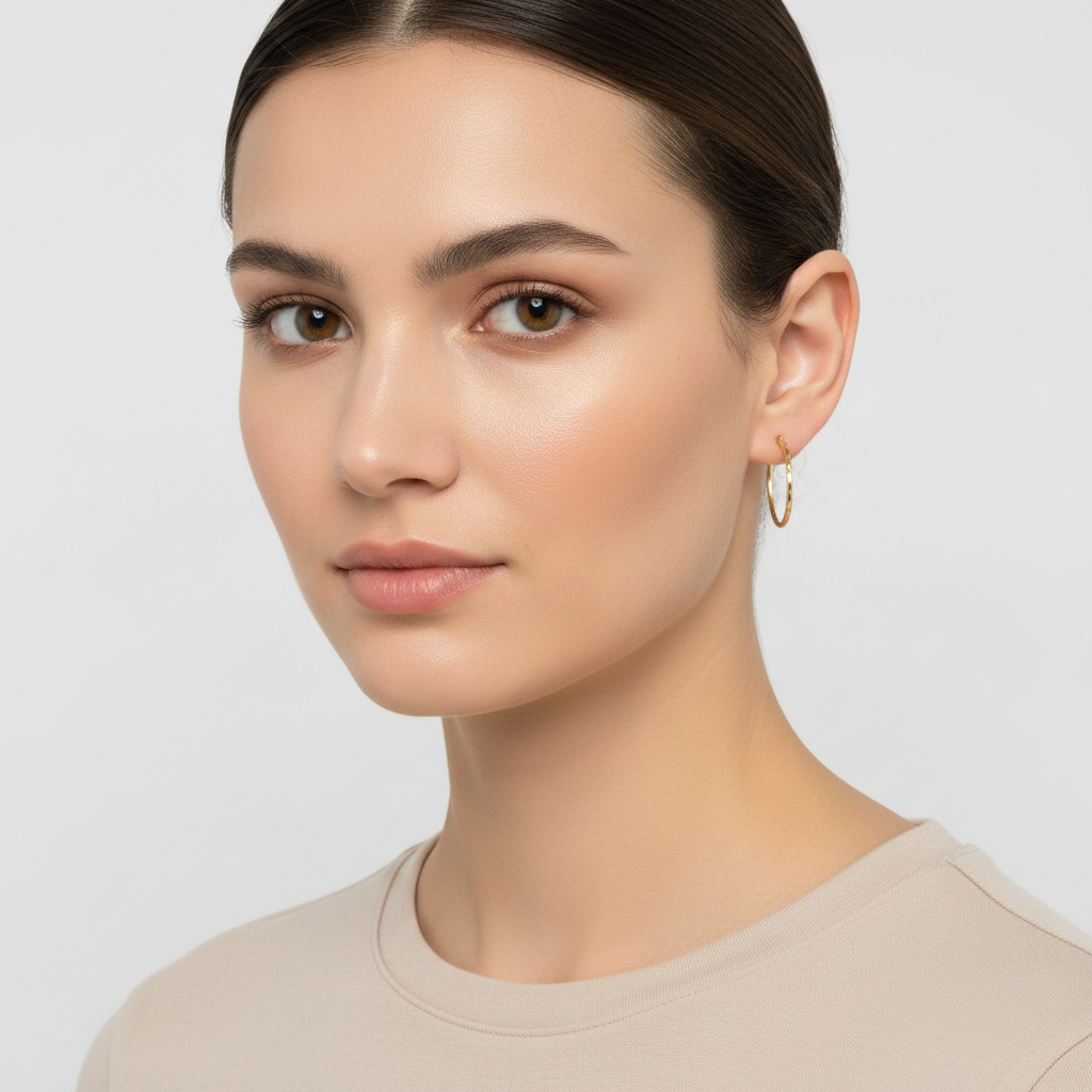 10K Yellow Gold Diamond Cut Hoop Earrings