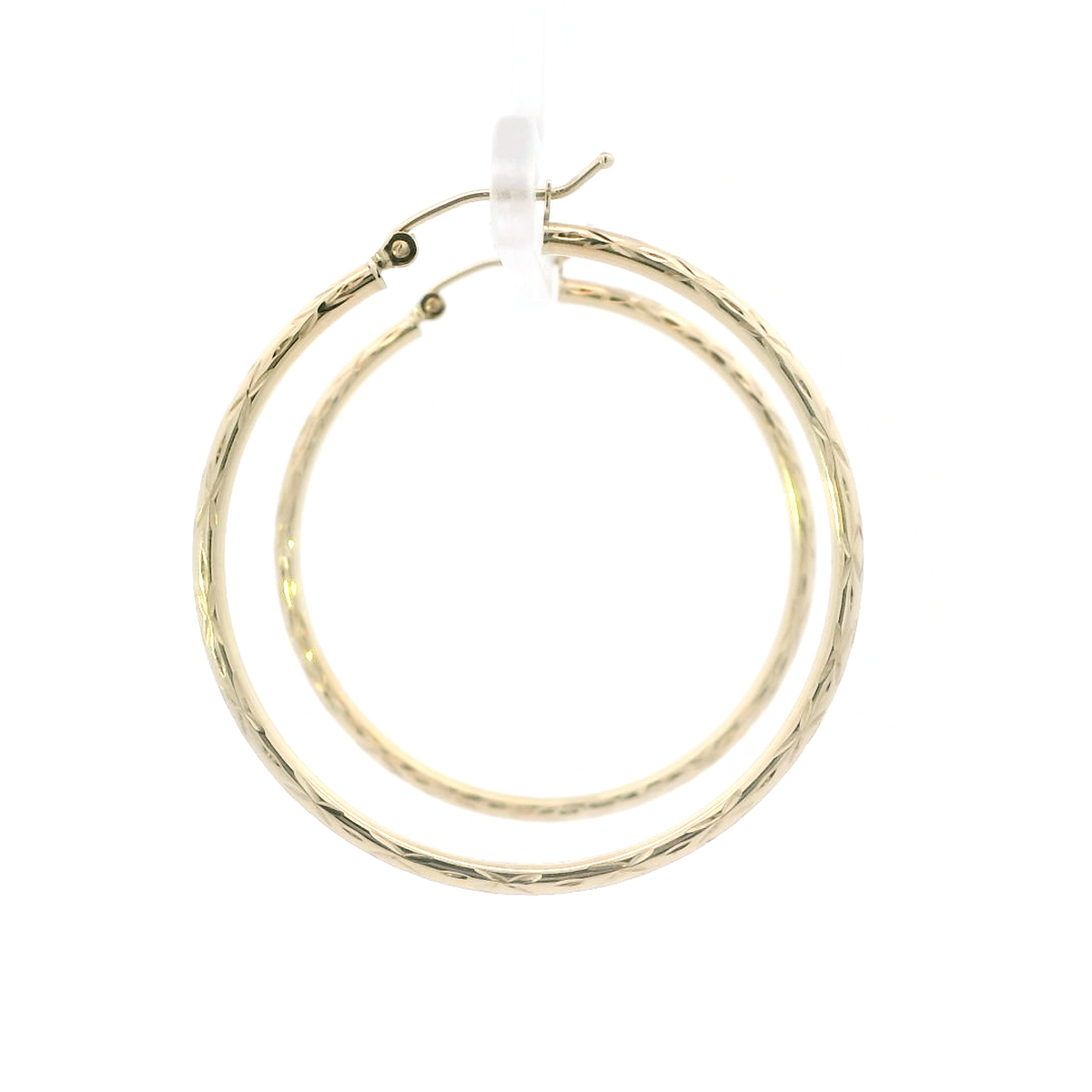10K Yellow Gold Diamond Cut Hoop Earrings