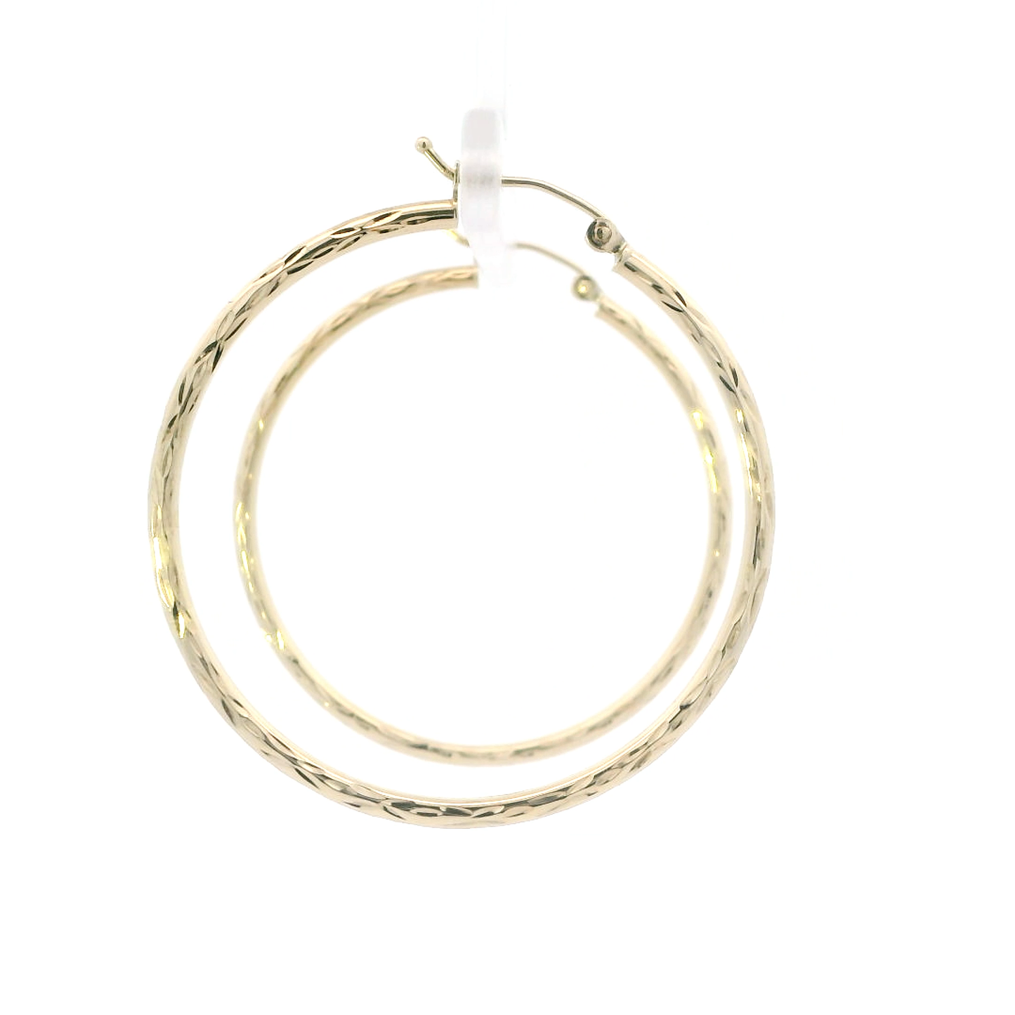 10K Yellow Gold Diamond Cut Hoop Earrings