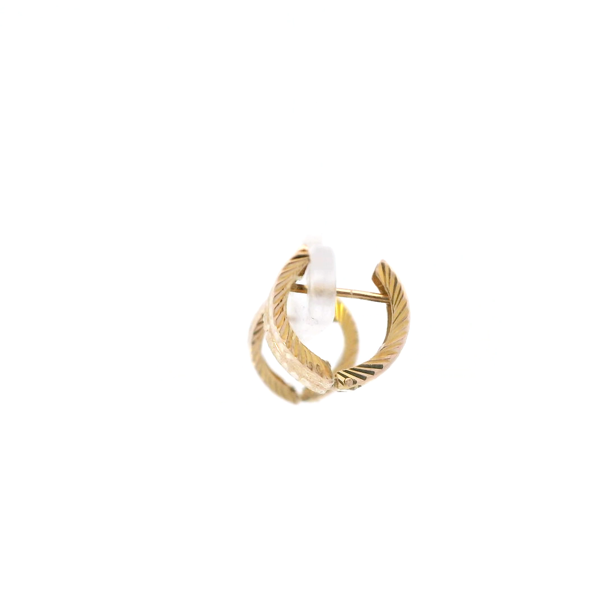 14K Yellow Gold Diamond Cut Textured Star Huggie Earrings