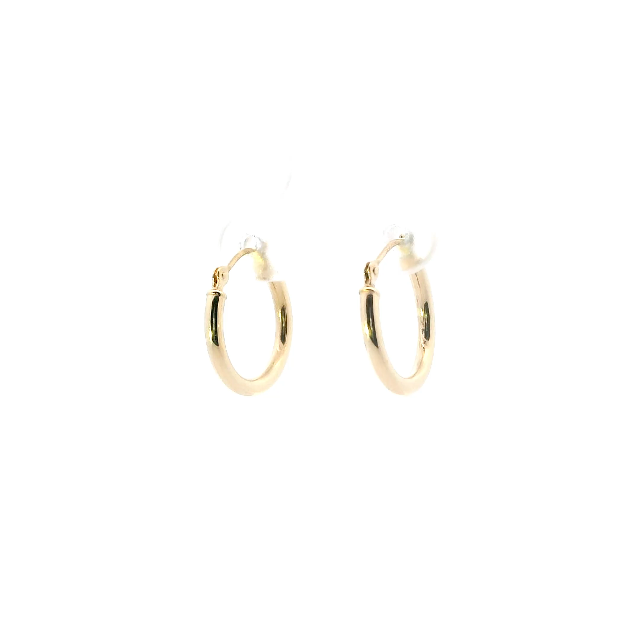 14K Yellow Gold Tube Hoop Earrings